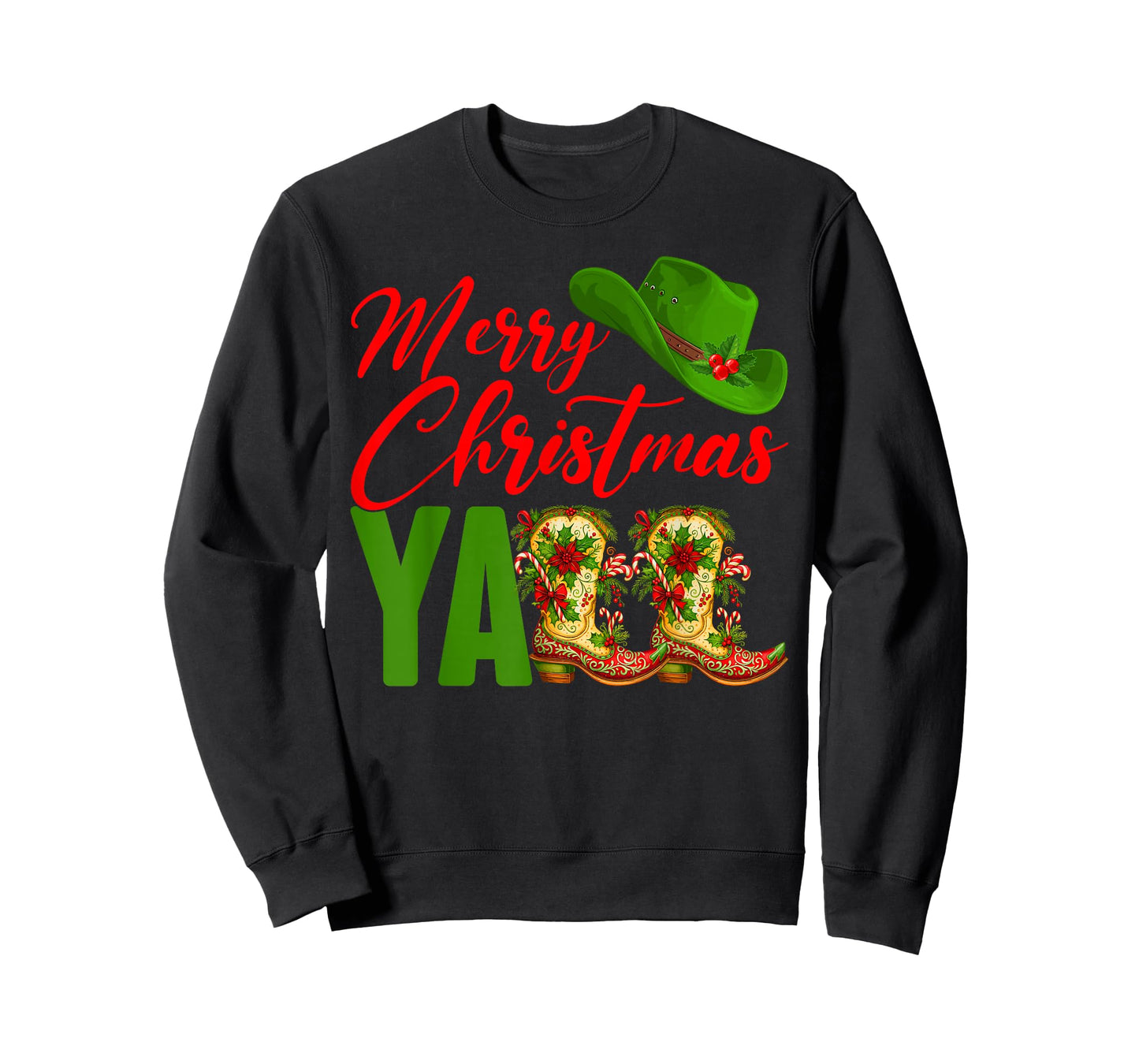 Merry Christmas Y'all Western Cowboy Cowgirl Boots Women Men T-Shirt