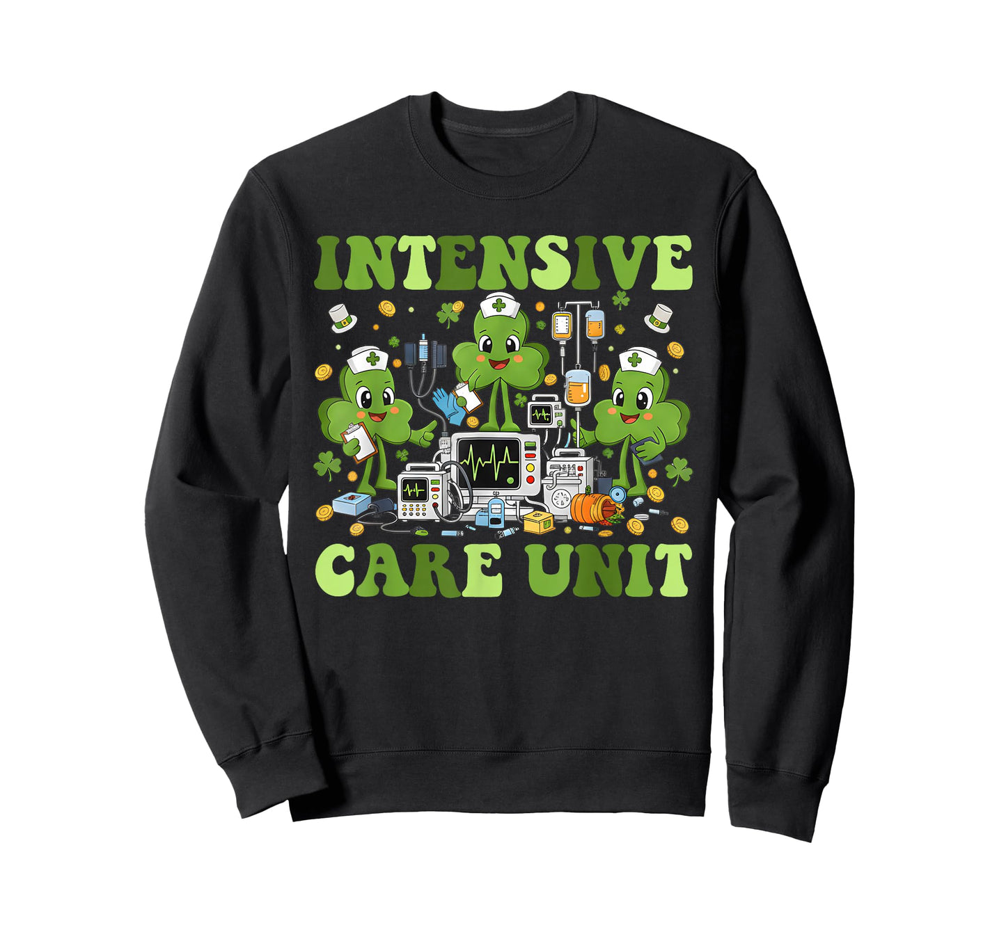 ICU Nurse St Patricks Day Shamrock Intensive Care Unit Nurse T-Shirt