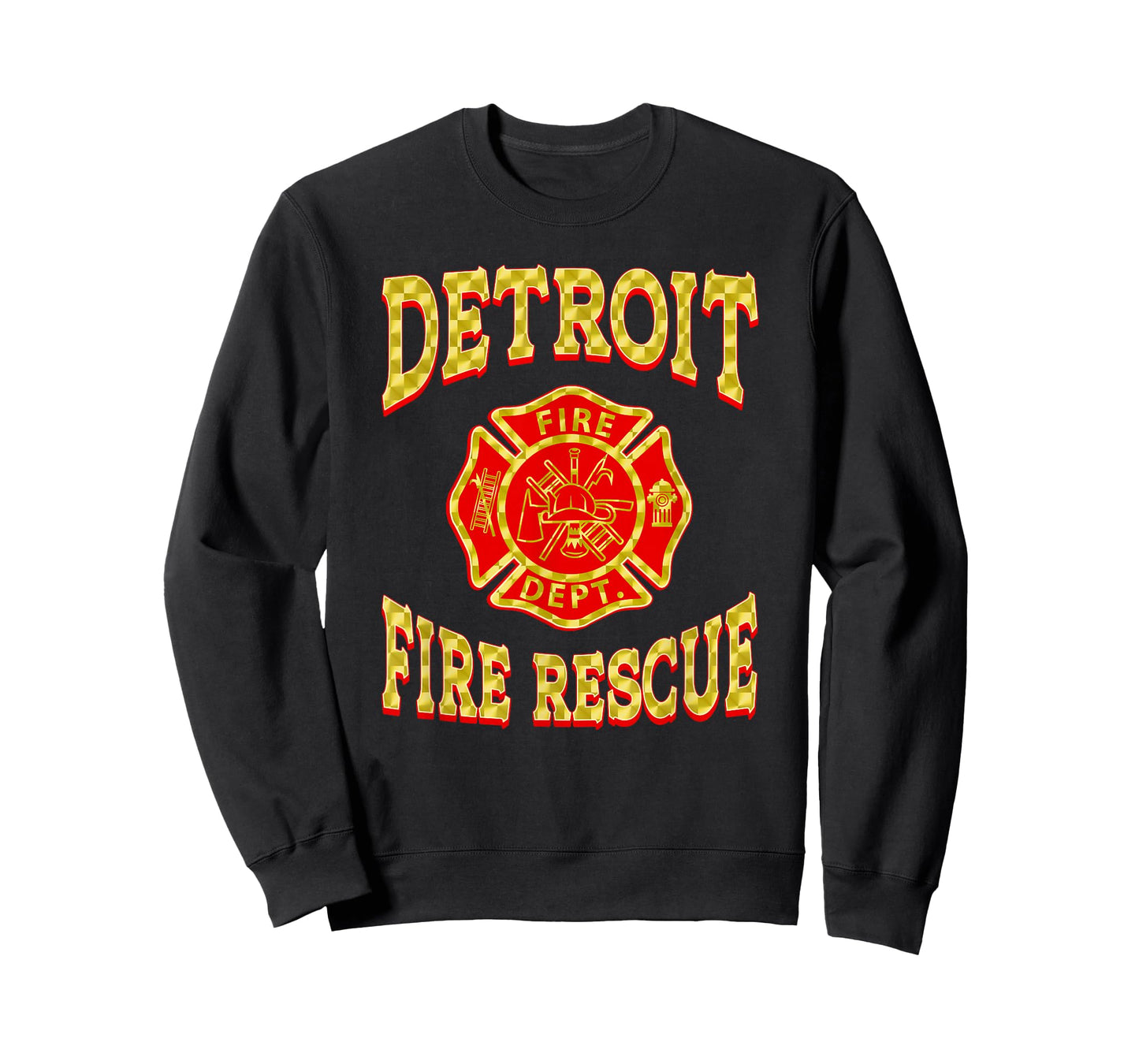 Retro Detroit Fire Department Patch Flag Firefighter T-Shirt