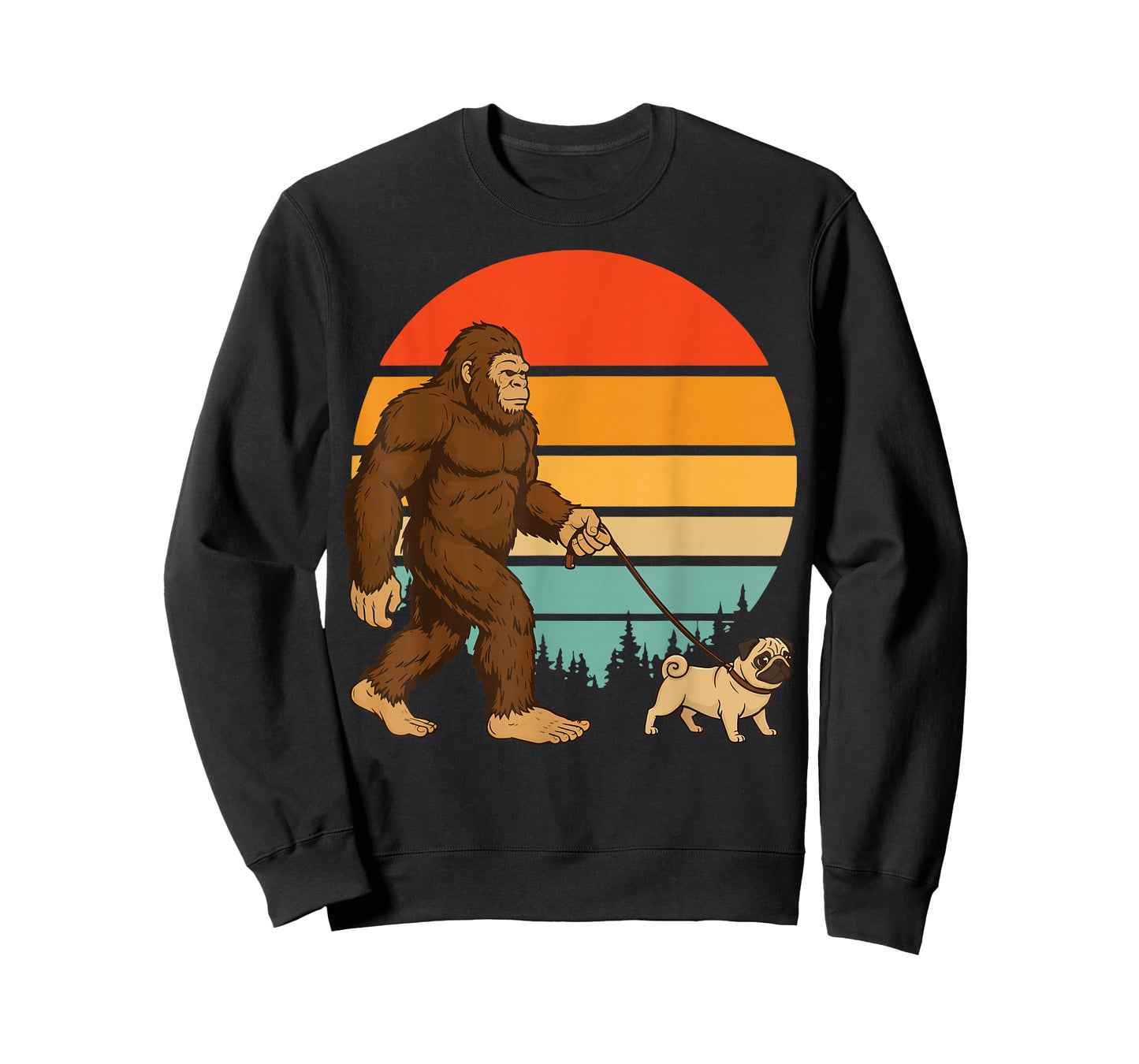 Bigfoot Pug Retro T-Shirt