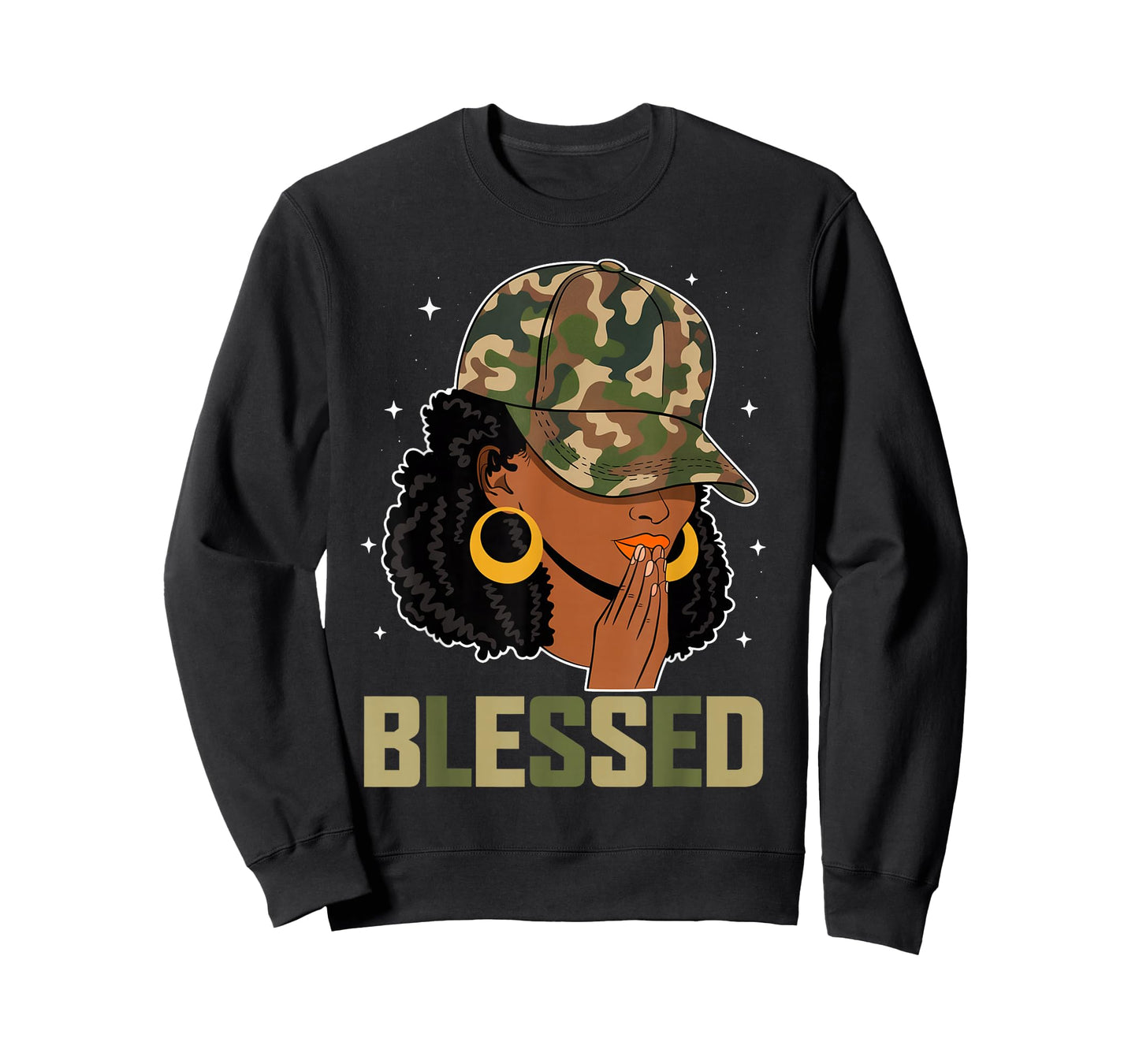 Blessed Black Woman Praying African Christian Camouflage T-Shirt