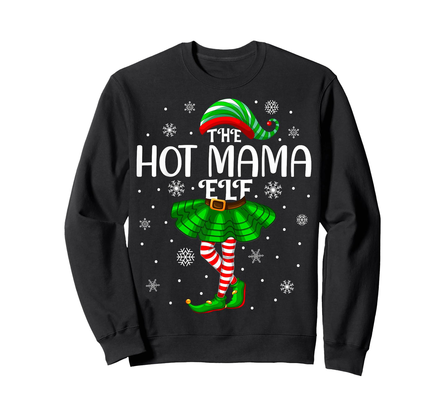 Matching Family Xmas Women Girls Mom Hot Mama Elf Christmas T-Shirt