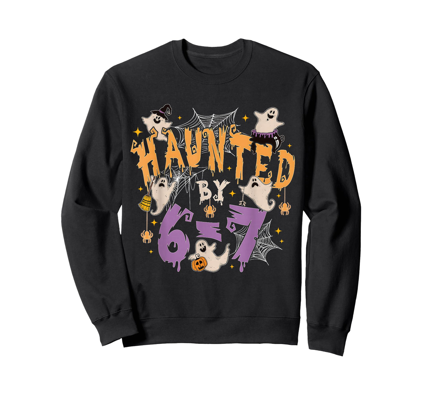 Haunted by 67 - Funny Ghost and Pumpkin Halloween Costume T-Shirt