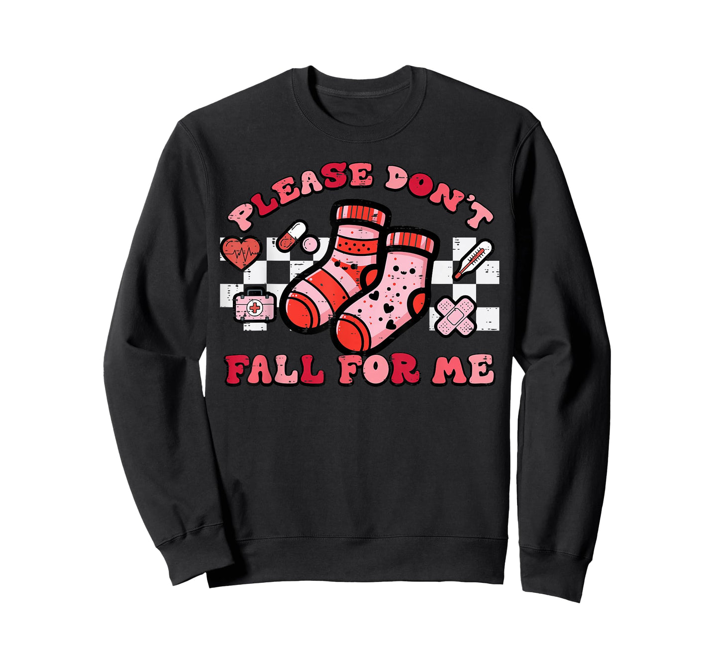 Valentines Day Nurse Socks Dont Fall for Me Scrub Top Women T-Shirt