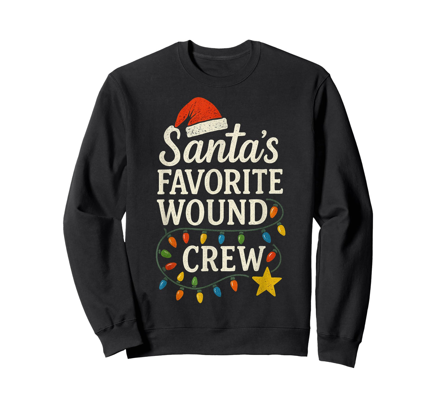 Santa's Favorite Wound Crew Christmas Wound Care Nurse Crew T-Shirt
