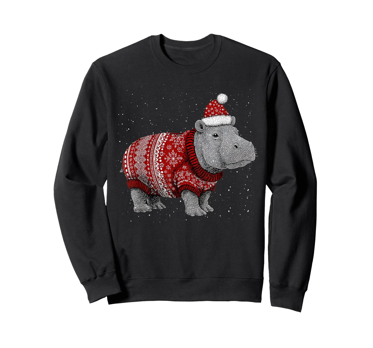Merry Christmas Funny Hippo Santa Hat Xmas Pajama T-Shirt