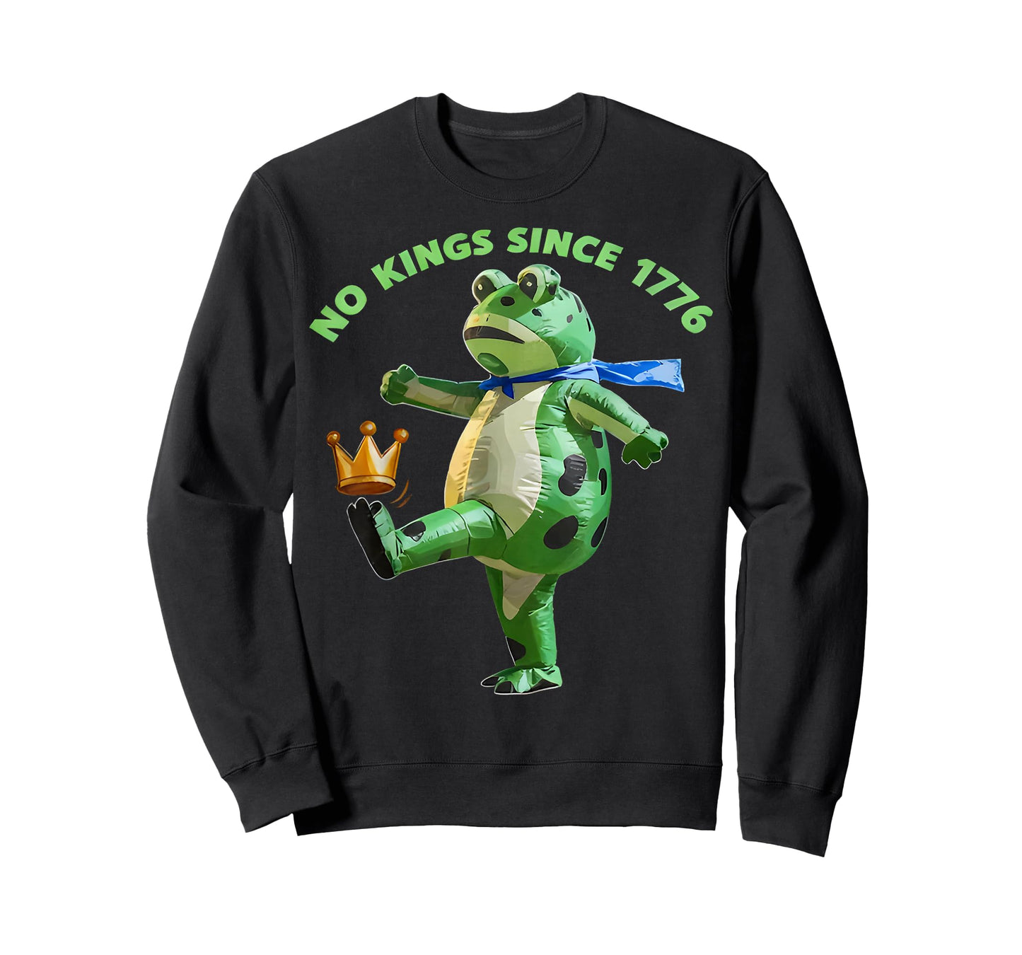 No Kings Since 1776 Portland Frog Kicking Crown Retro T-Shirt