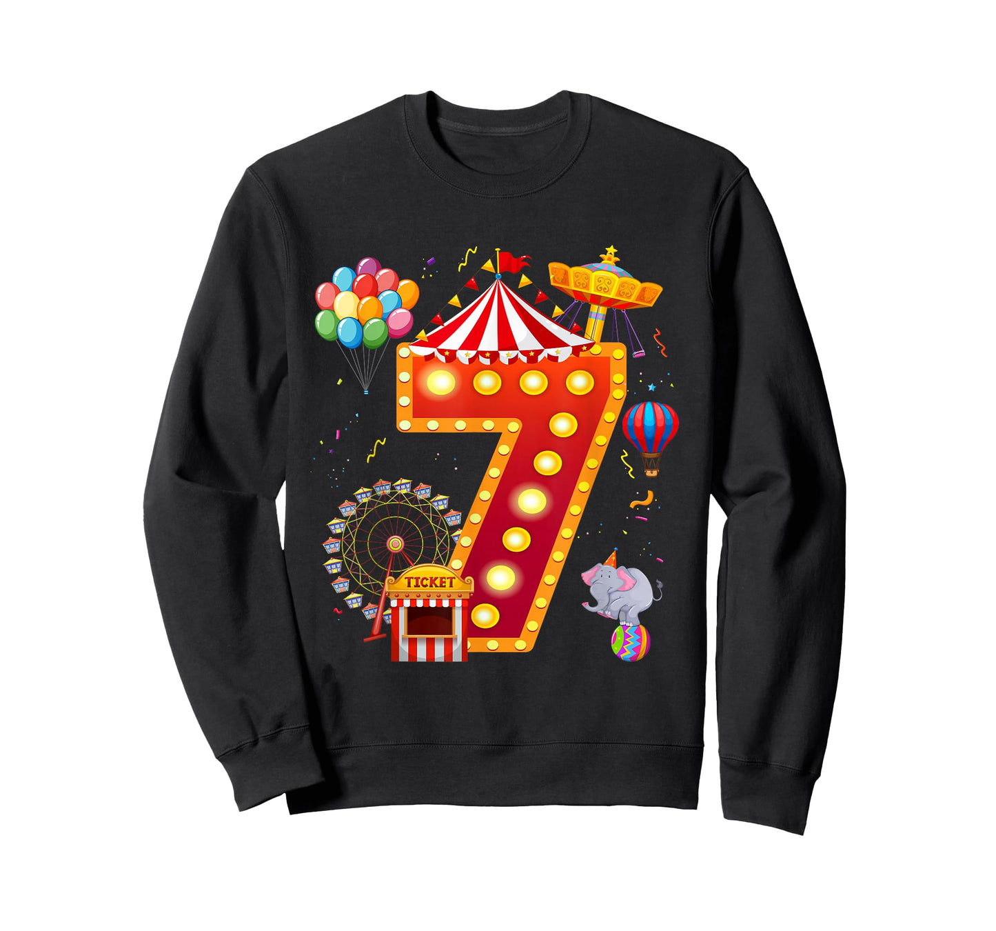 7 Year Old Carnival Circus Lover 7th Birthday Party T-Shirt