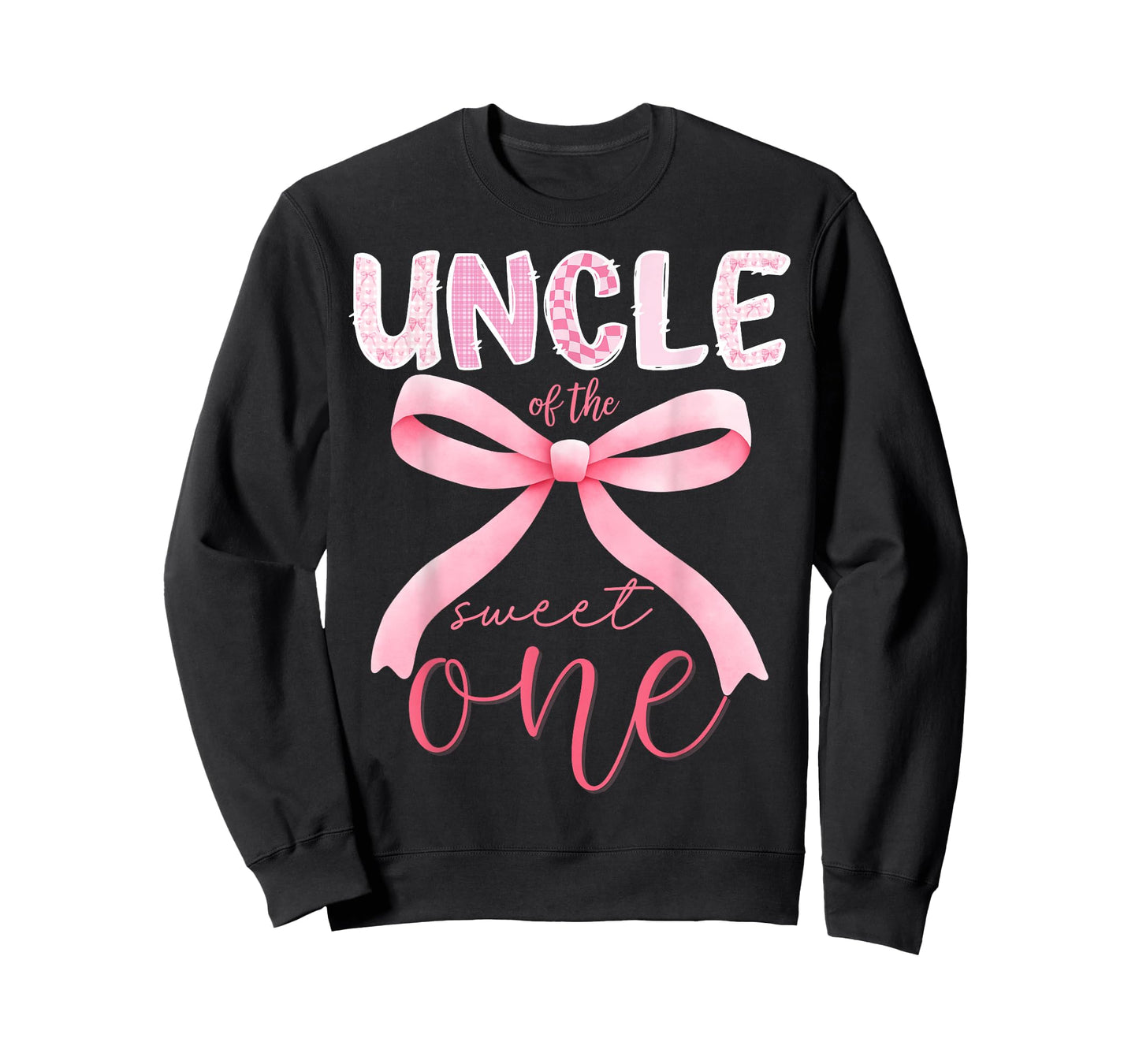 Uncle of The Sweet One Pink Coquette Bow 1st Birthday Girl T-Shirt