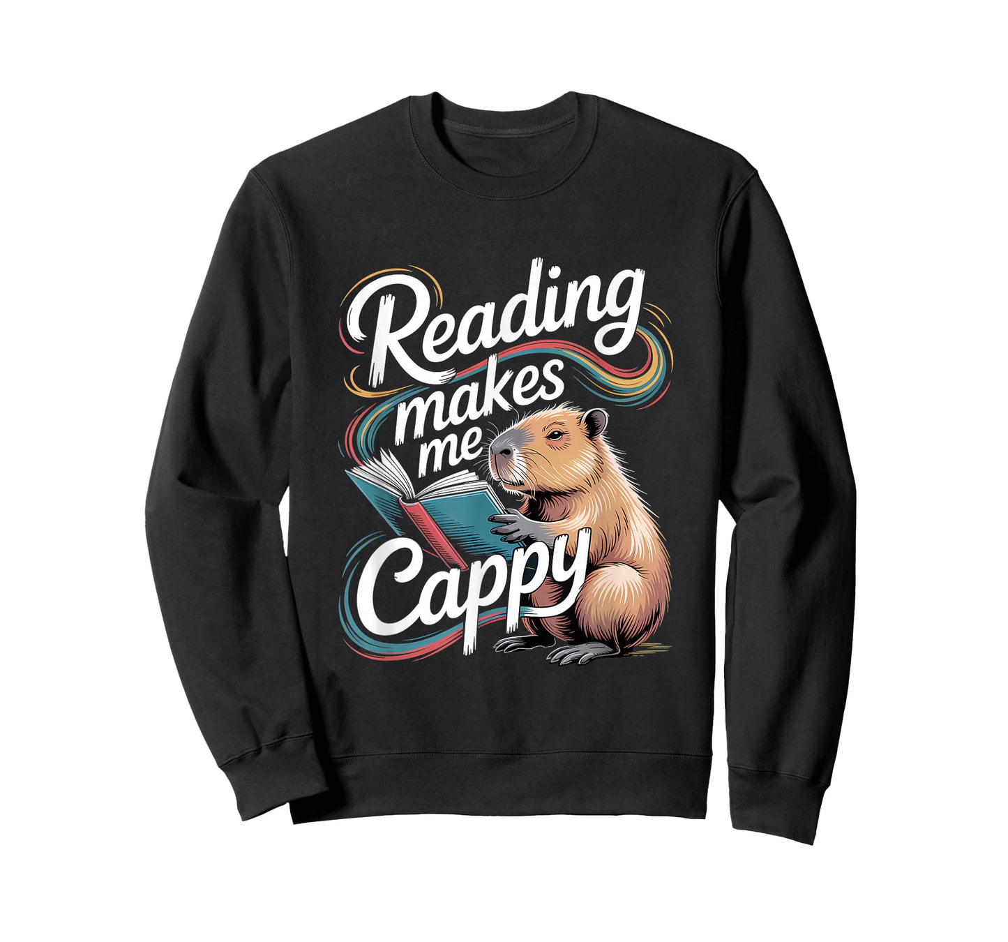Book Lover Reading Makes Me Cappy Pun Capybara Reading T-Shirt