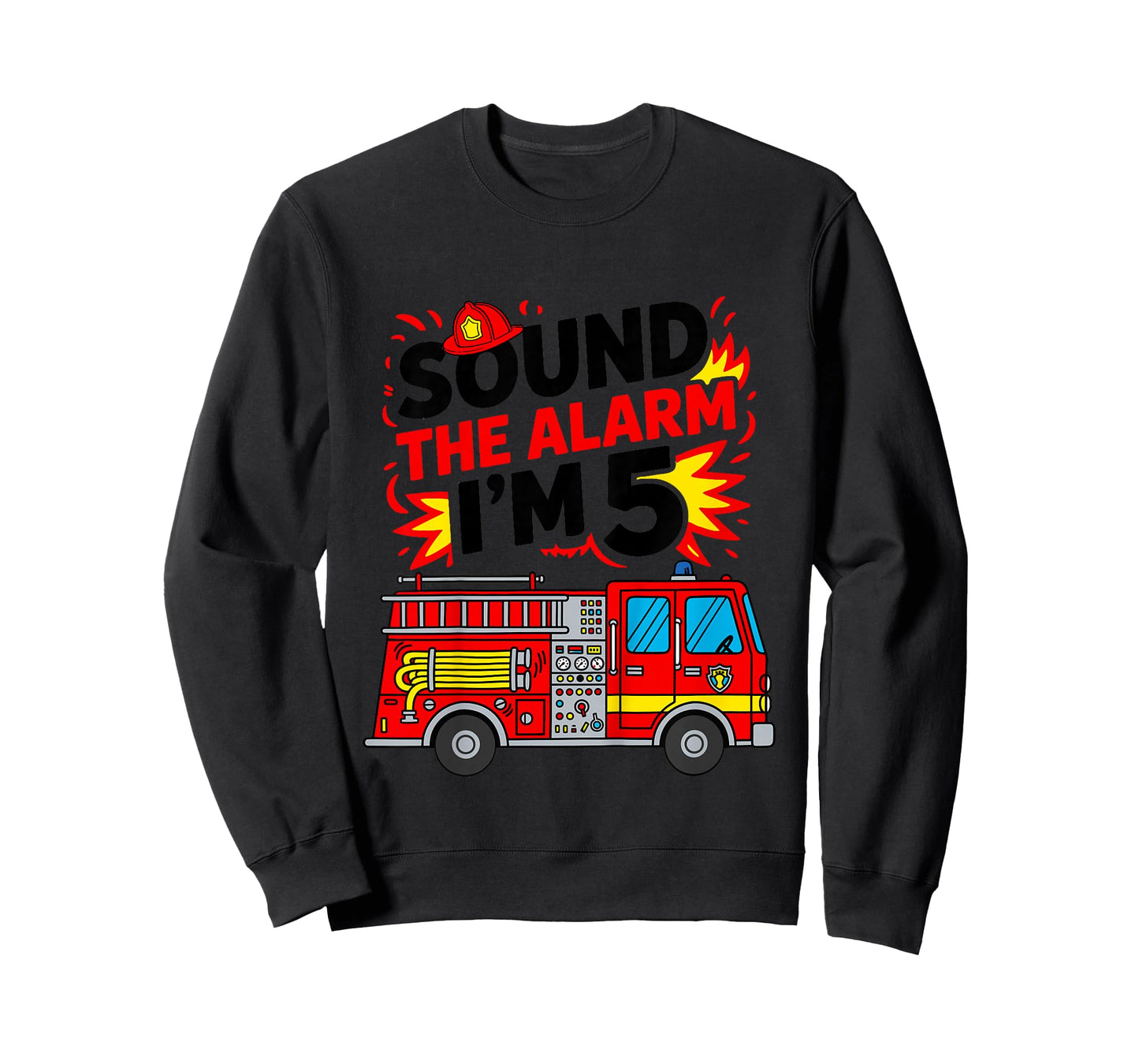 Kids Sound The Alarm I'm 5 Fire Truck 5th Birthday Boys Kids T-Shirt