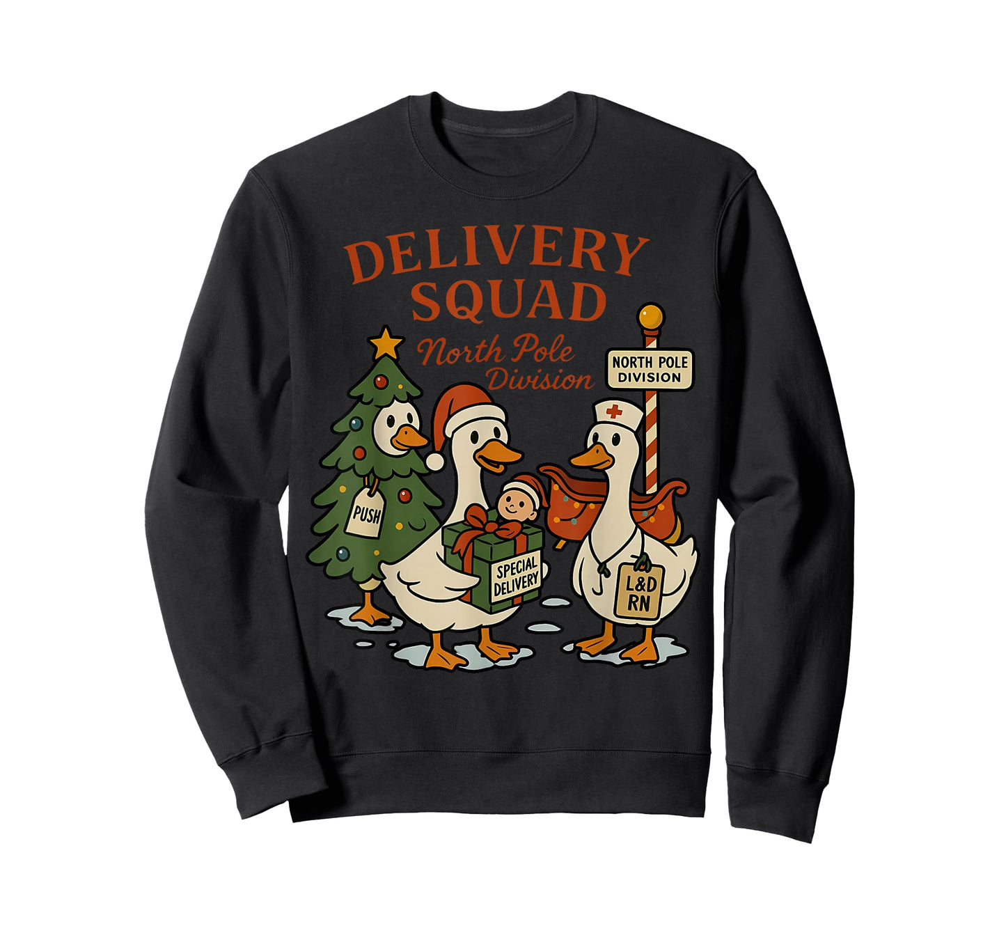 Delivery Squad Labor and Delivery Nurse Christmas Goose OB T-Shirt
