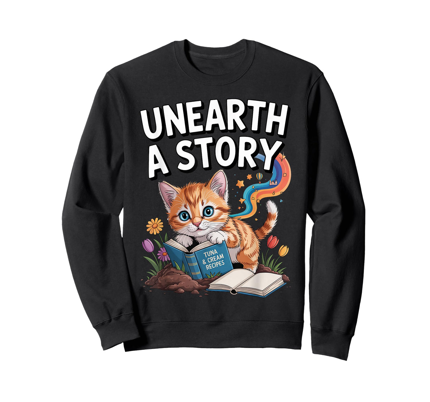 Unearth A Story ; Cute Kitten Reads a Book T-Shirt