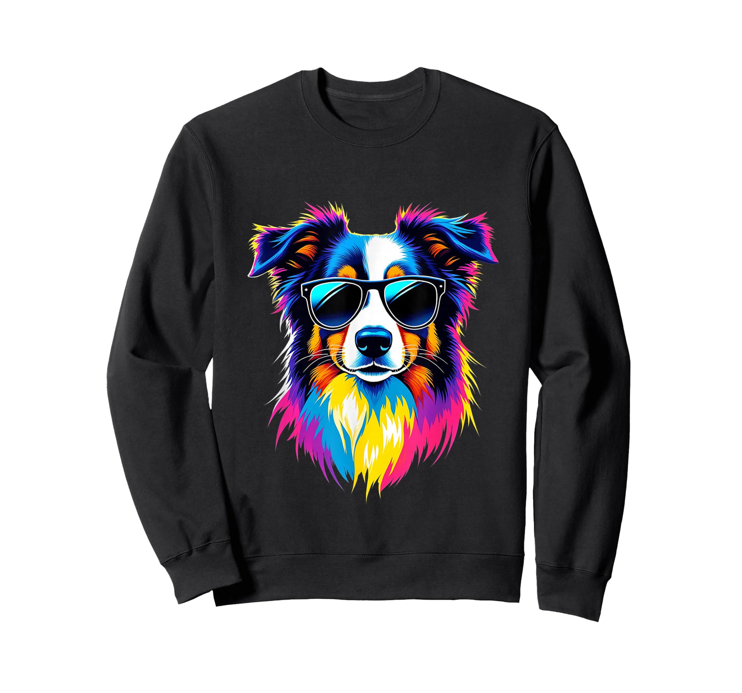 Funny Australian Shepherd with Sunglasses Pop Art T-Shirt