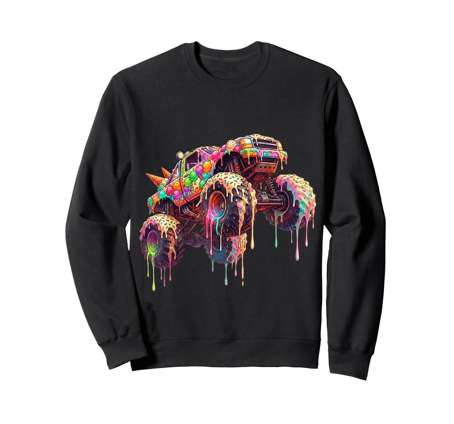Monster Truck Ice Cream Dripping Toddler Boys Kid Youth Drip T-Shirt