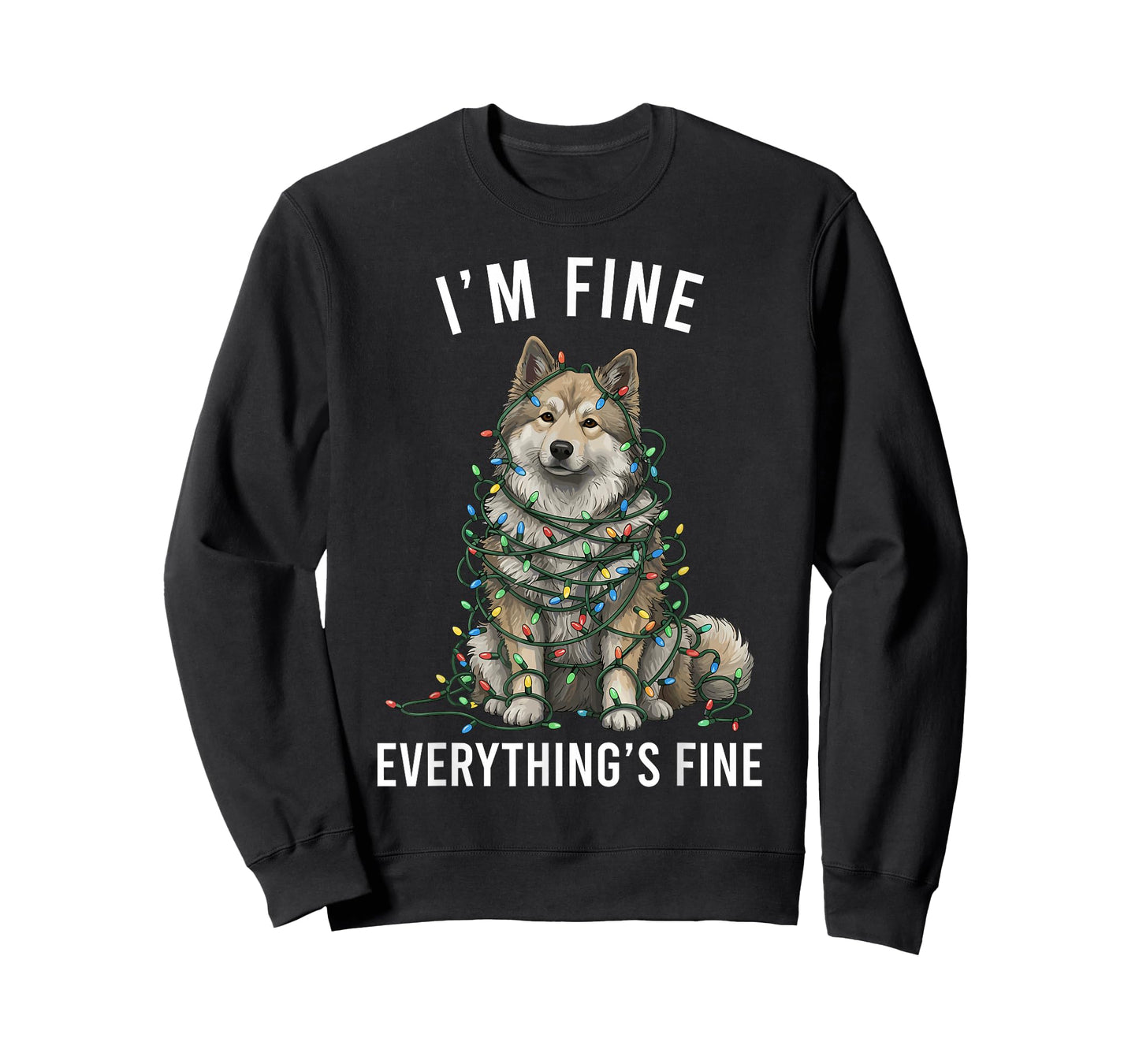 Keeshond Christmas I'm Fine Everything is Fine T-Shirt