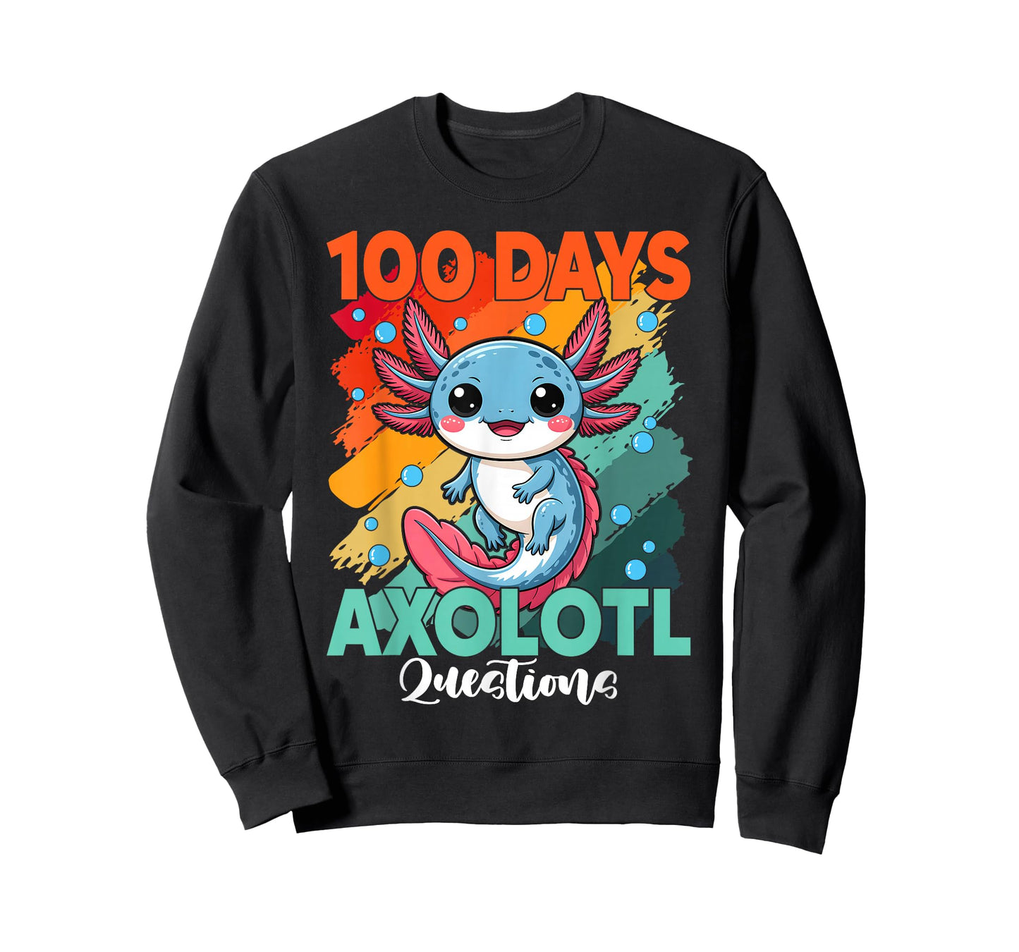 100 Days Axolotl Questions 100th Day of School Kids Vintage T-Shirt