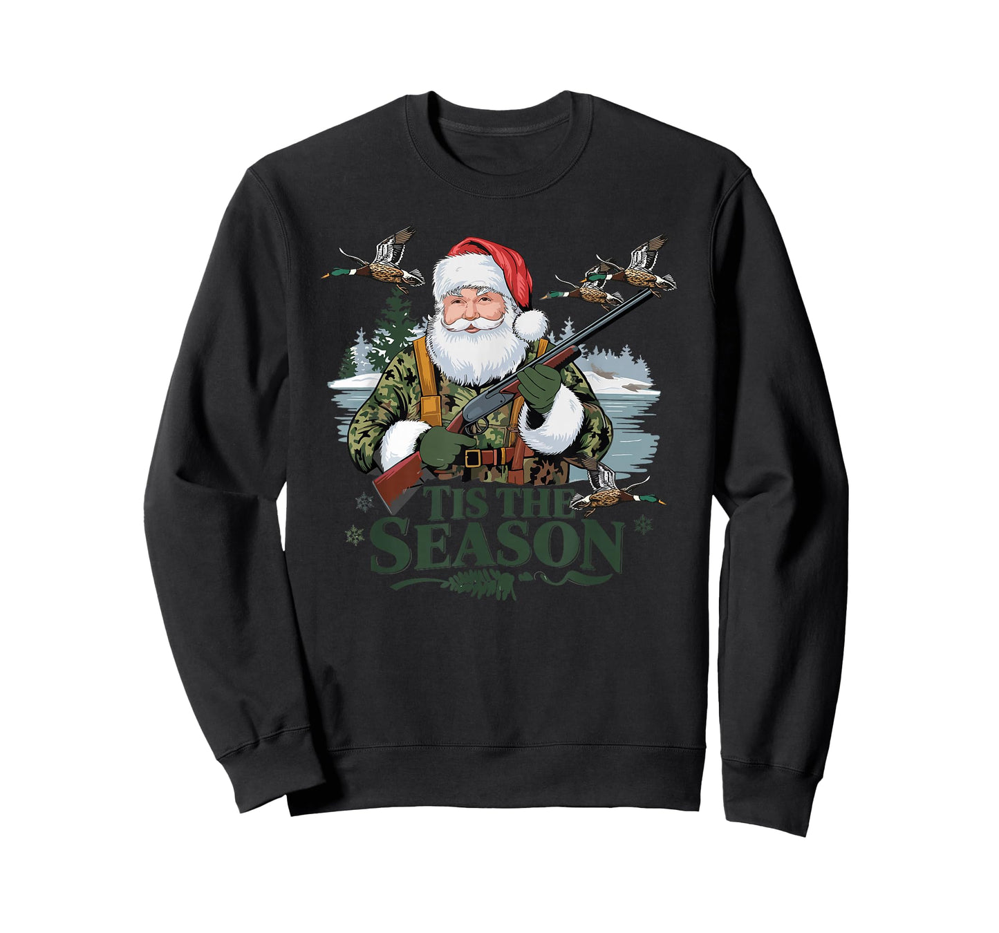 Tis The Season Santa Duck Hunting Funny Christmas Hunting T-Shirt