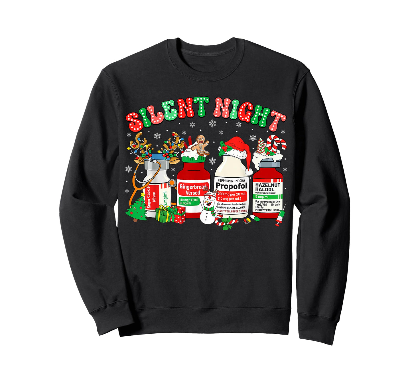 Retro Propofol Silent Night ER ED RN ICU Nurses Christmas T-Shirt
