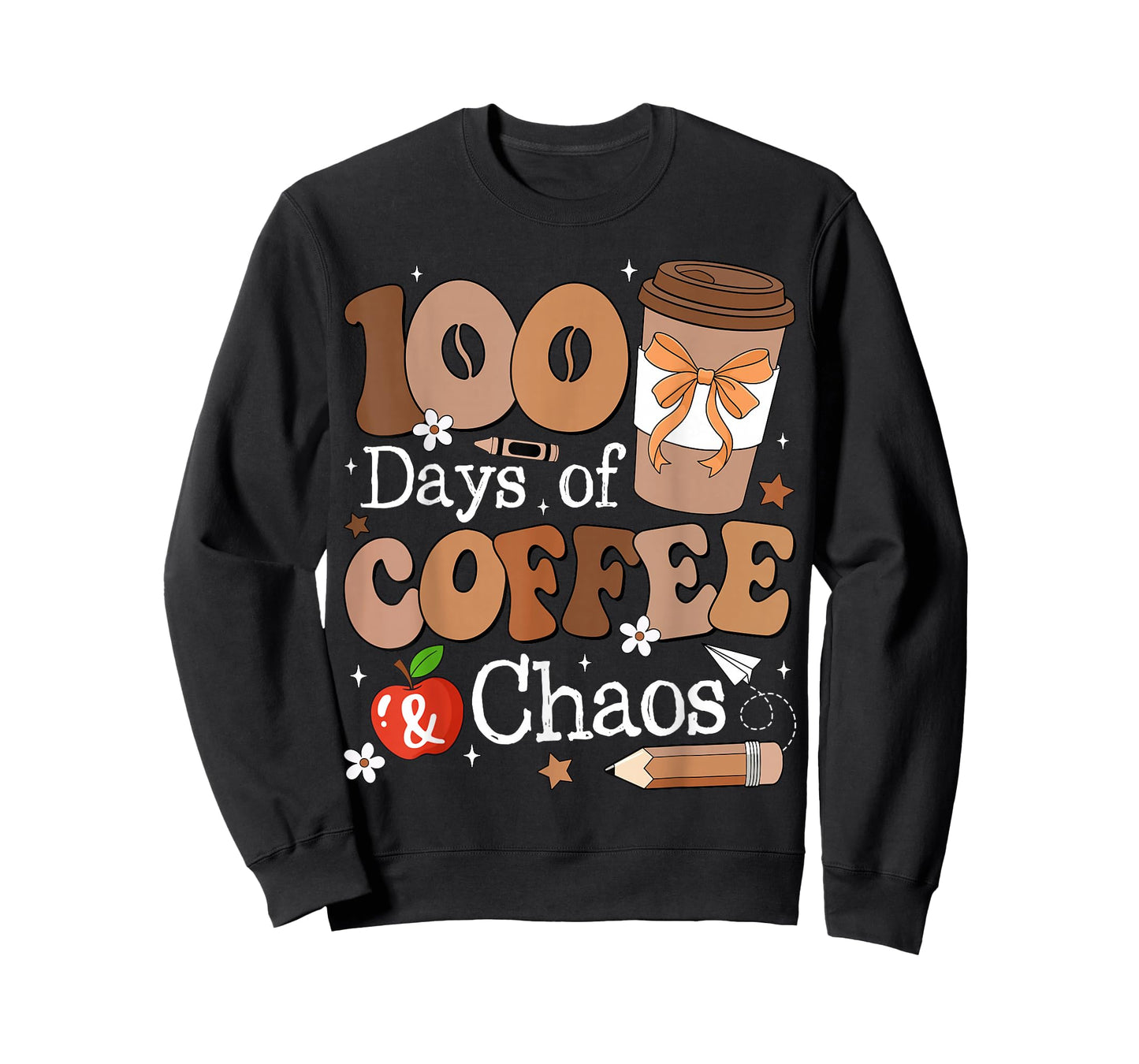 100 Days of Coffee and Chaos 100th Day of School Teacher Kid T-Shirt