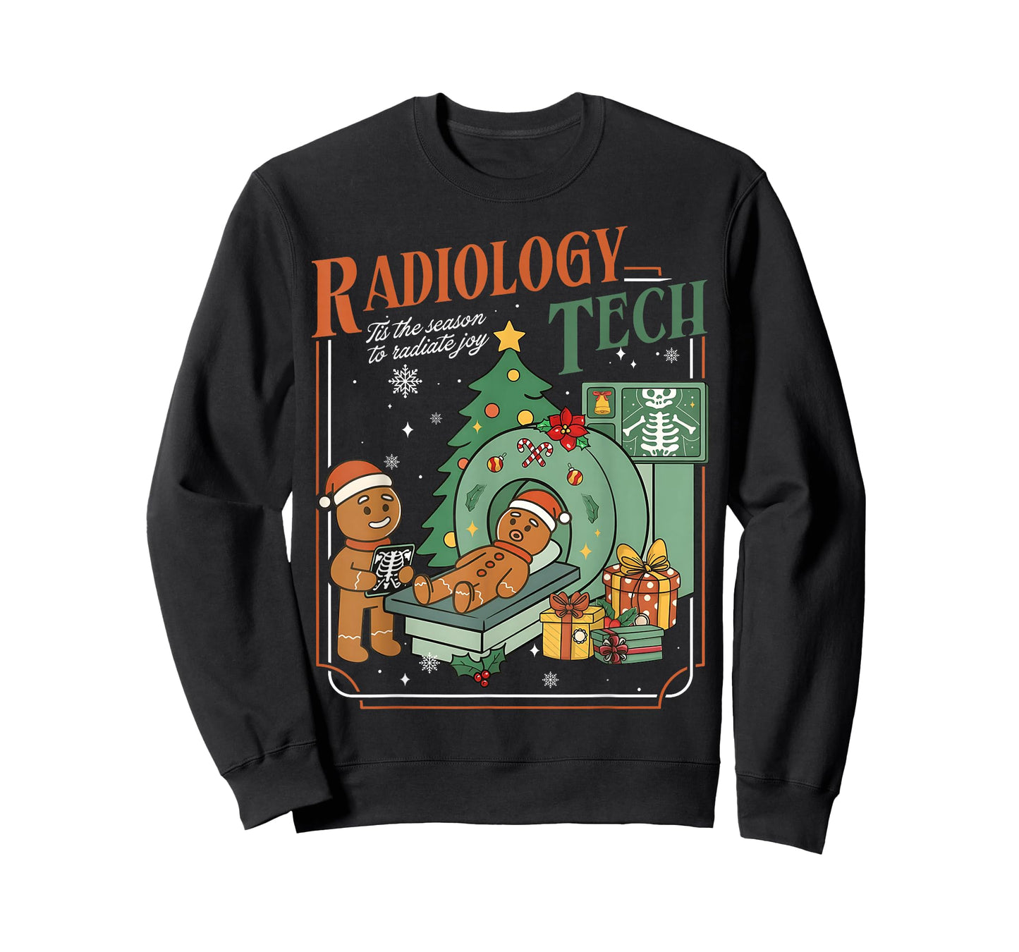 Christmas Radiology Tech Funny Gingerbread Man Radiate Joy T-Shirt