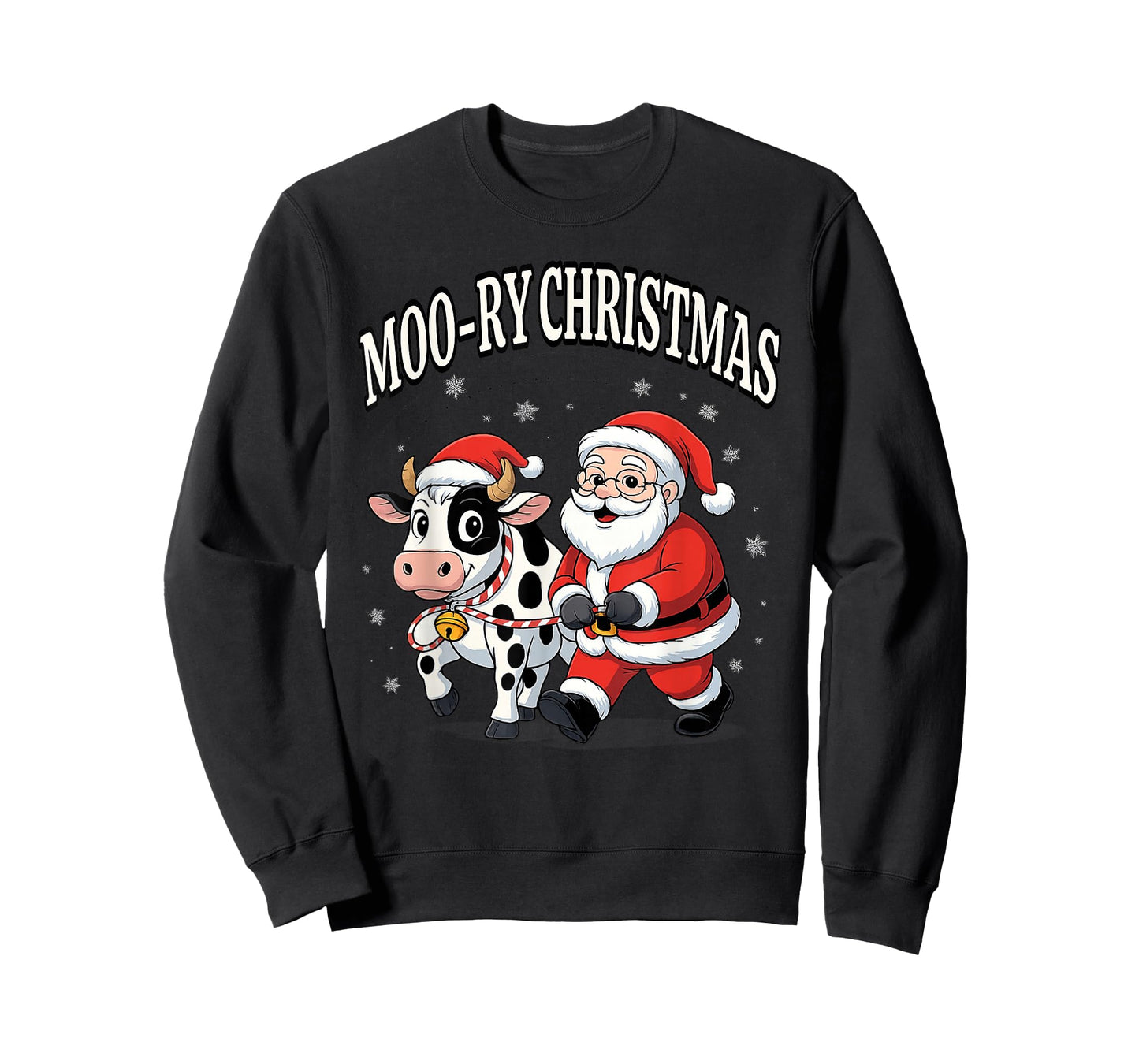 Funny Christmas Shirts - Cow Moo-ry Xmas Santa T-Shirt