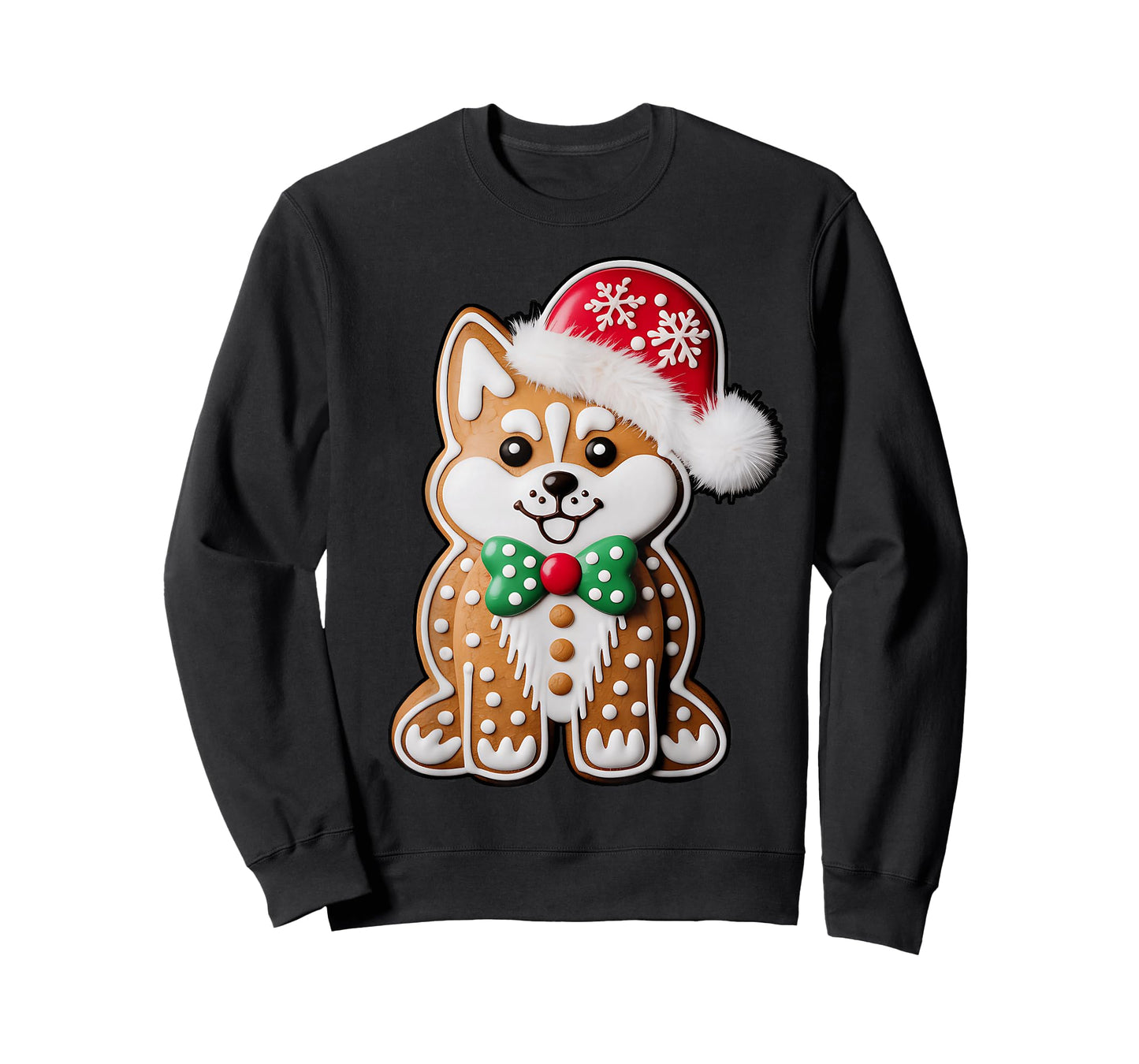 Funny Gingerbread Siberian Husky Dog Christmas Womens Mens T-Shirt