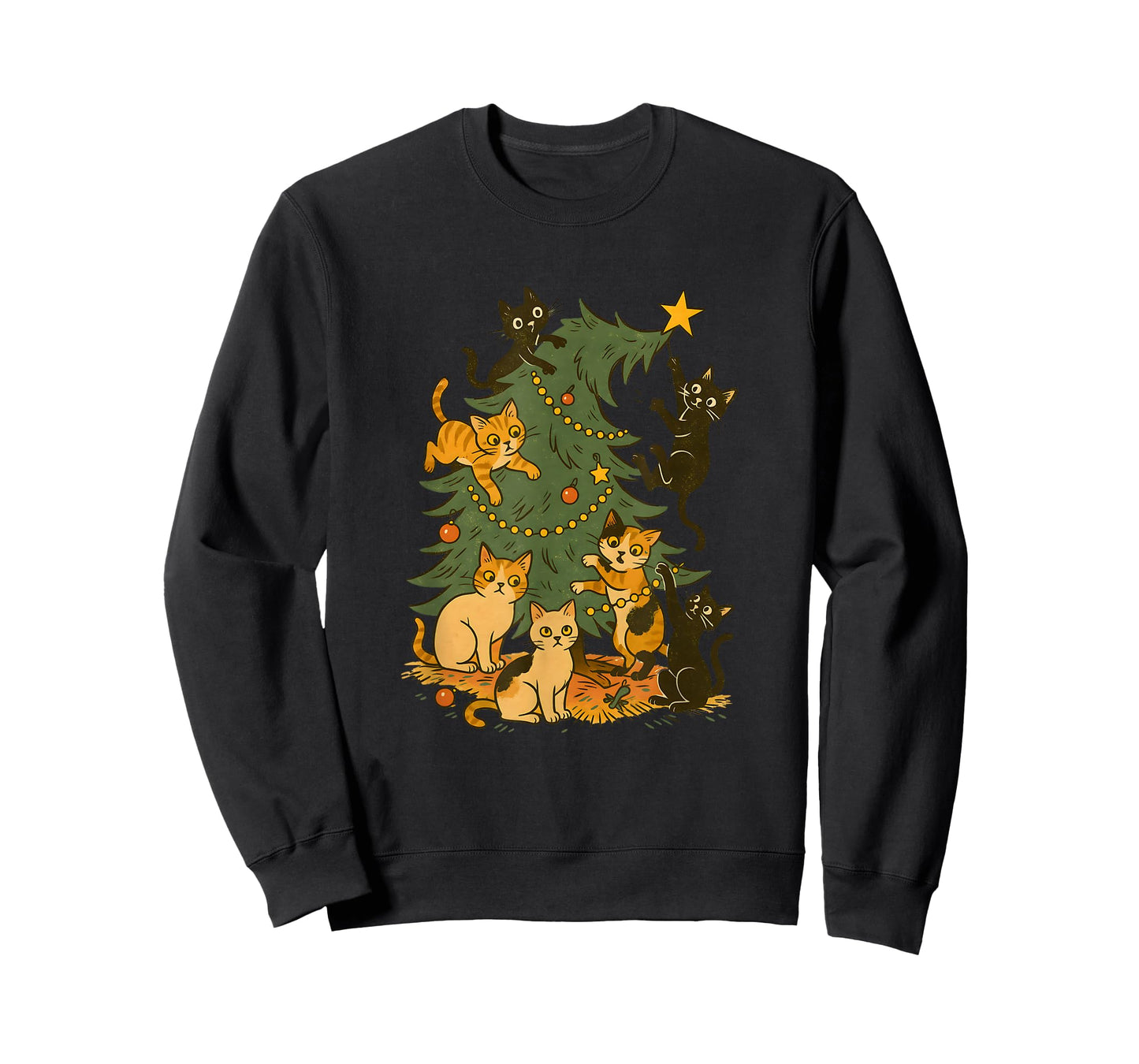Vintage Christmas Cats Design | Funny Retro Holiday Tree Cha T-Shirt