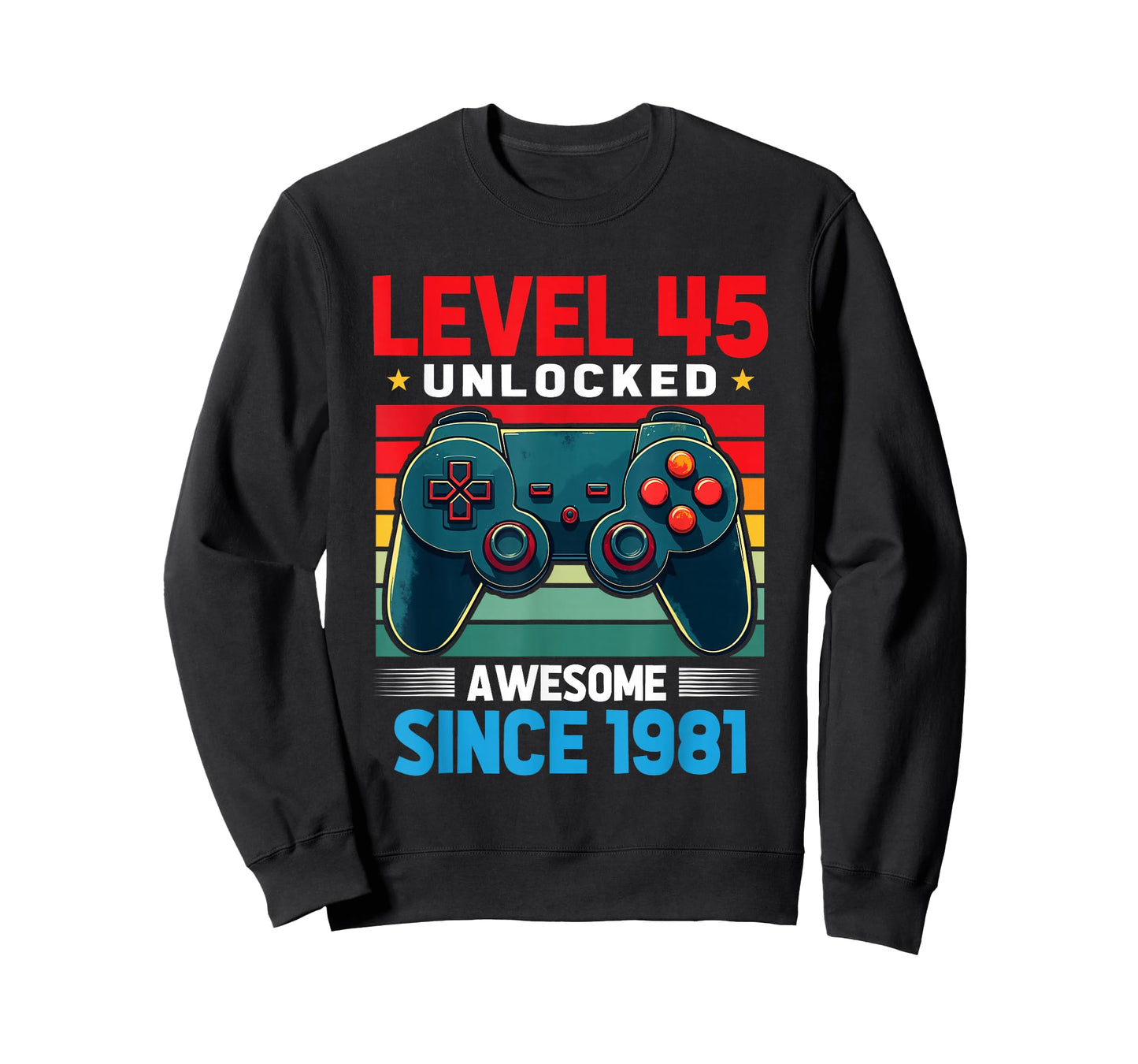 Level 45 Unlocked Awesome Since 1981 45th Birthday Gaming T-Shirt