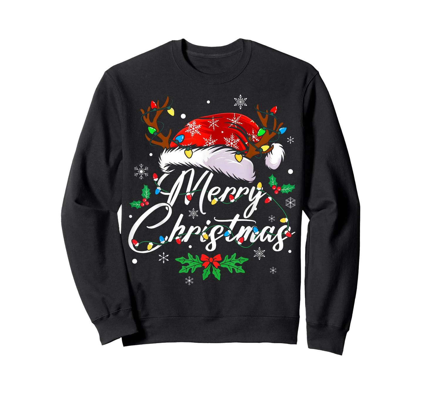 Merry Christmas Lights Red Santa Hat Xmas Family Men Women T-Shirt