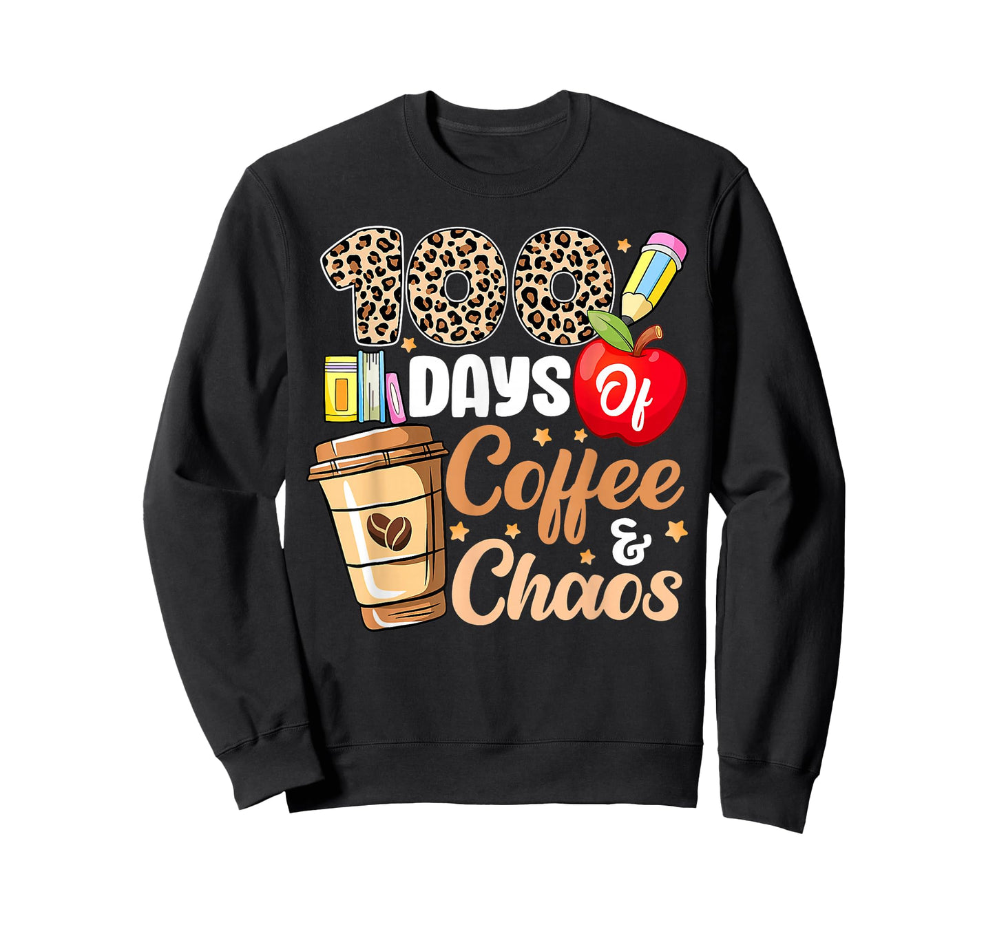 100 Days of Coffee and Chaos 100th Day of School Teachers T-Shirt