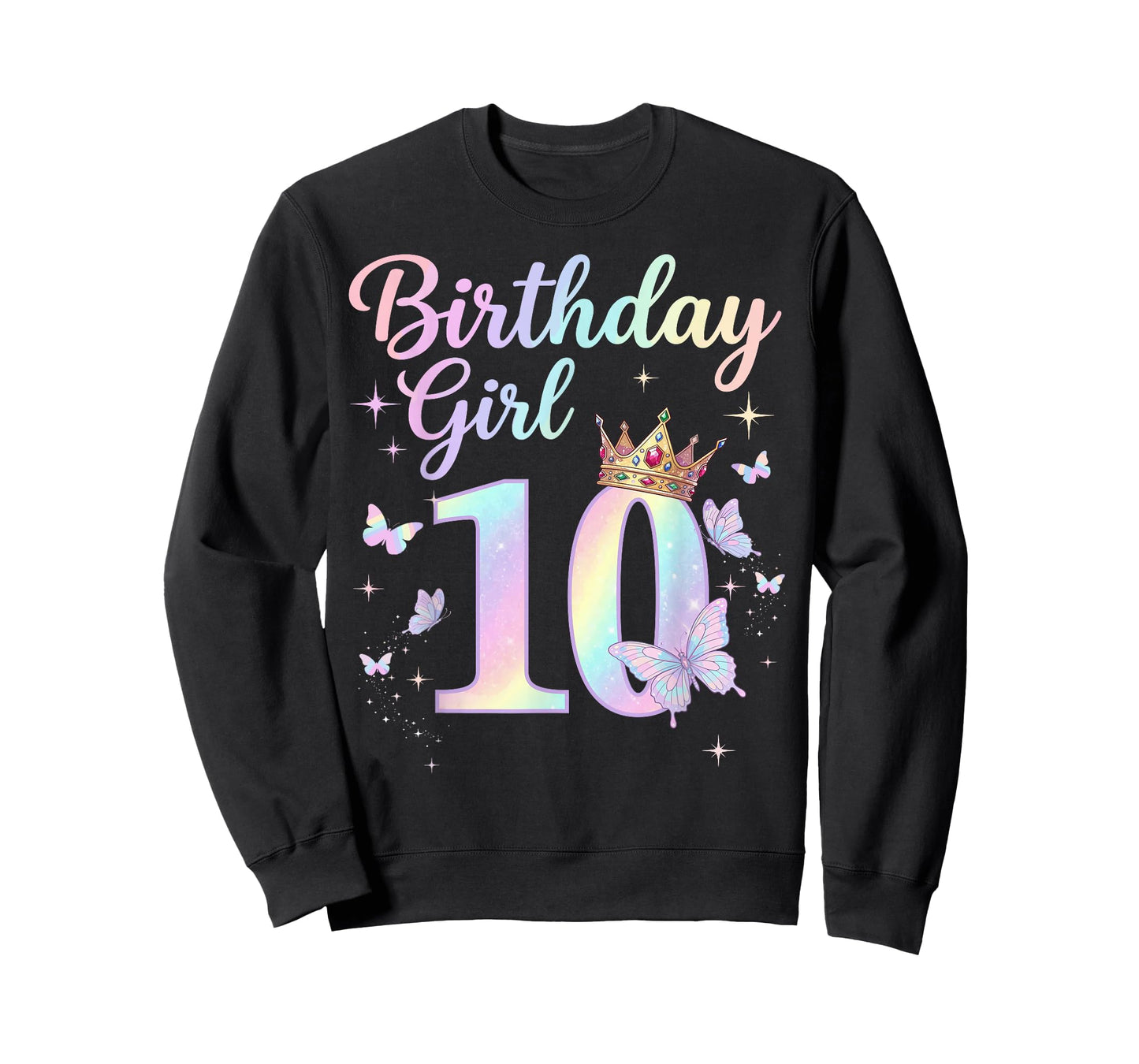 10th Birthday Shirt for Girls 10 Year Old Butterfly Birthday T-Shirt