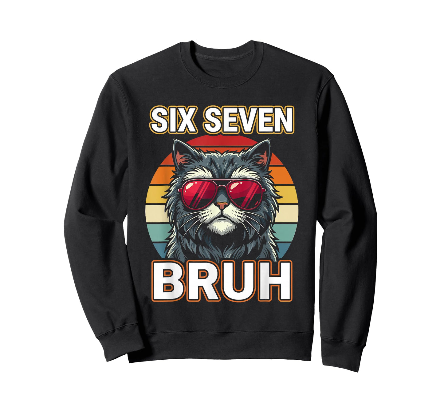 Cool Retro Six Seven Bruh Cat Sunglasses Meme 67 T-Shirt