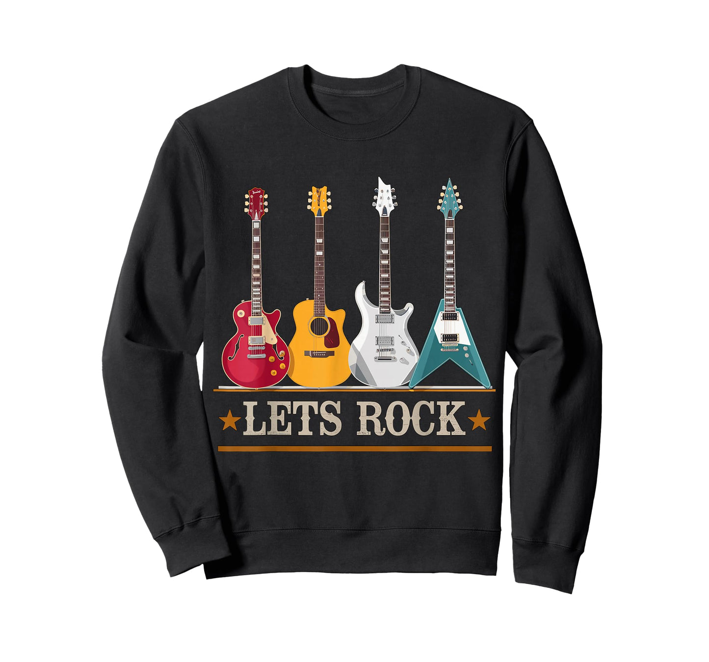 Let's Rock and Roll Guitar Music Band T-Shirt