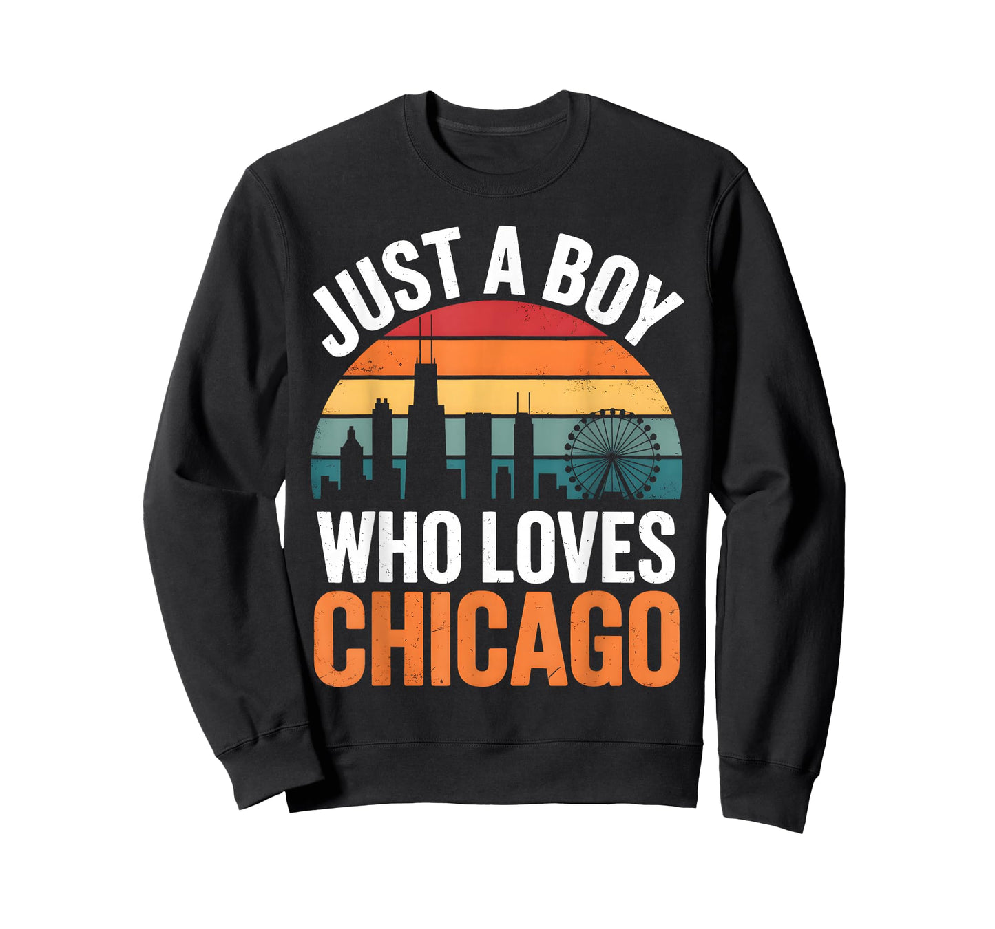 Just A Boy Chicago Skyline Cityscape Urban Travel Illinois T-Shirt