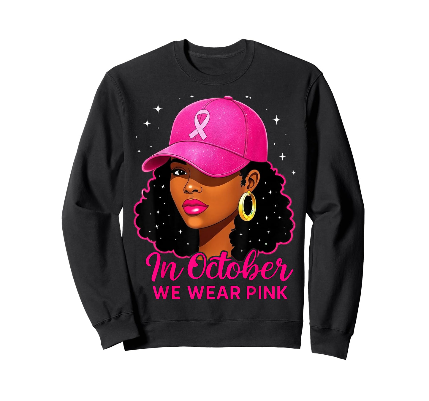 in October We Wear Pink Black Women Breast Cancer Awareness T-Shirt