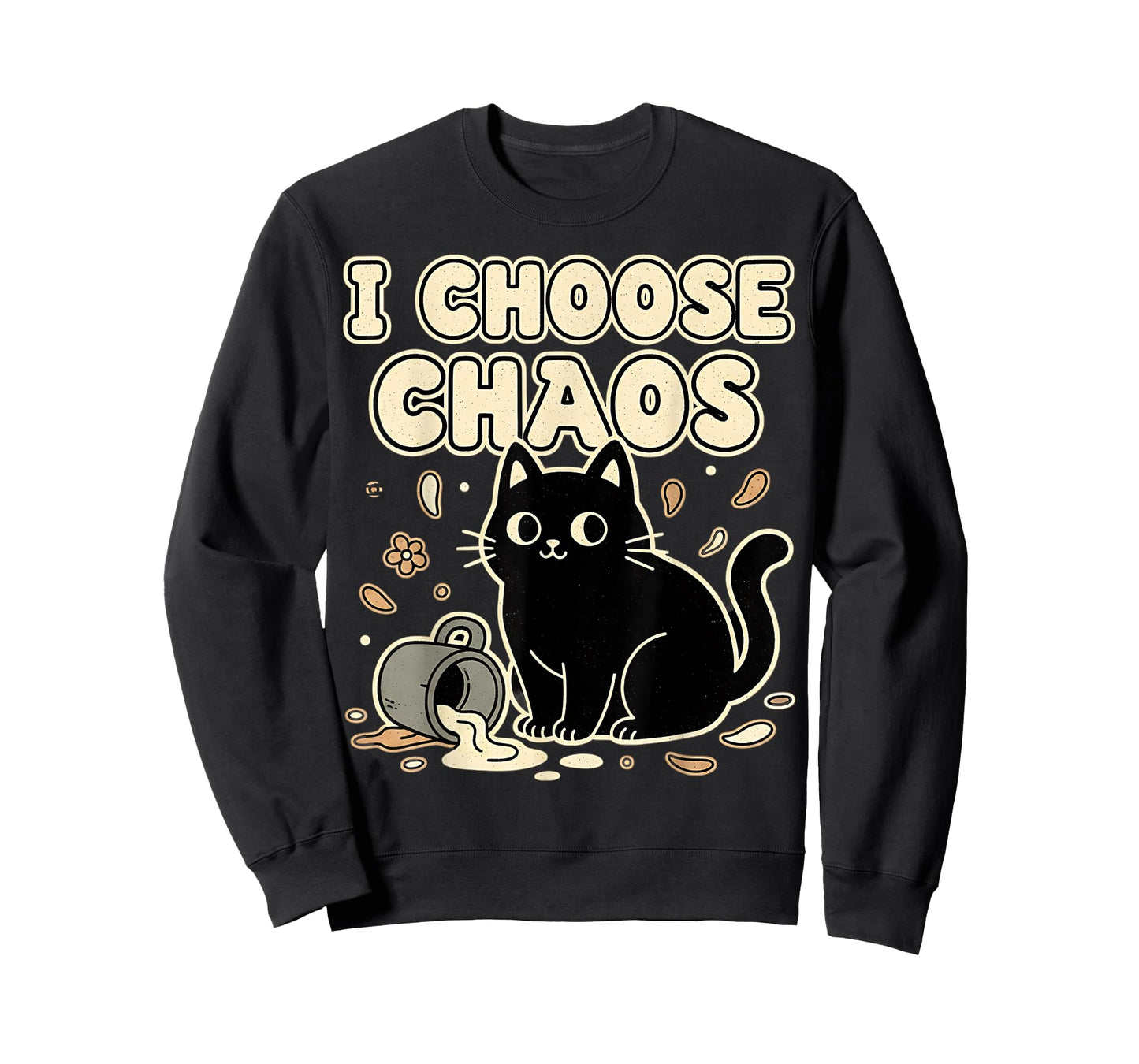 I Choose Chaos Cute Ironic Sarcastic Funny Cat Graphic T-Shirt