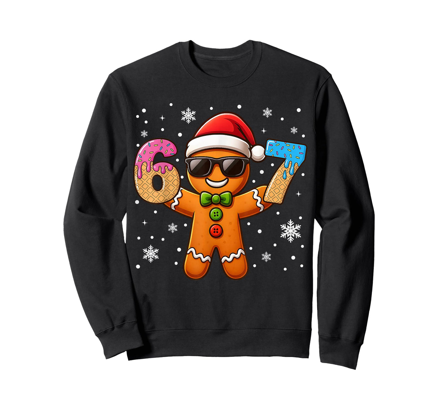 Funny Gingerbread Six Seven 67 Ice Cream Drip Christmas Boys T-Shirt