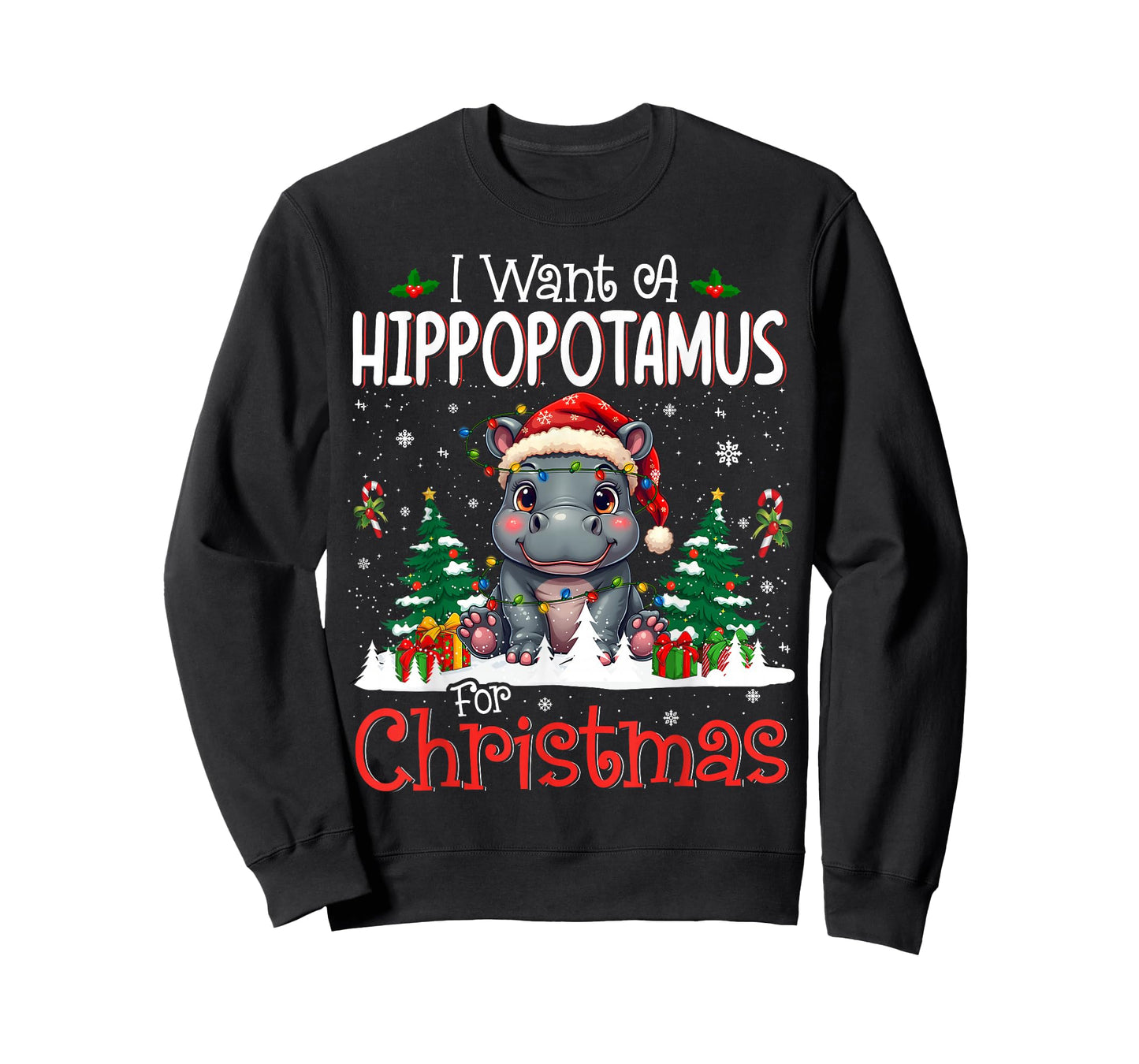 I Want A Hippopotamus for Christmas Xmas Hippo for Kid Women T-Shirt