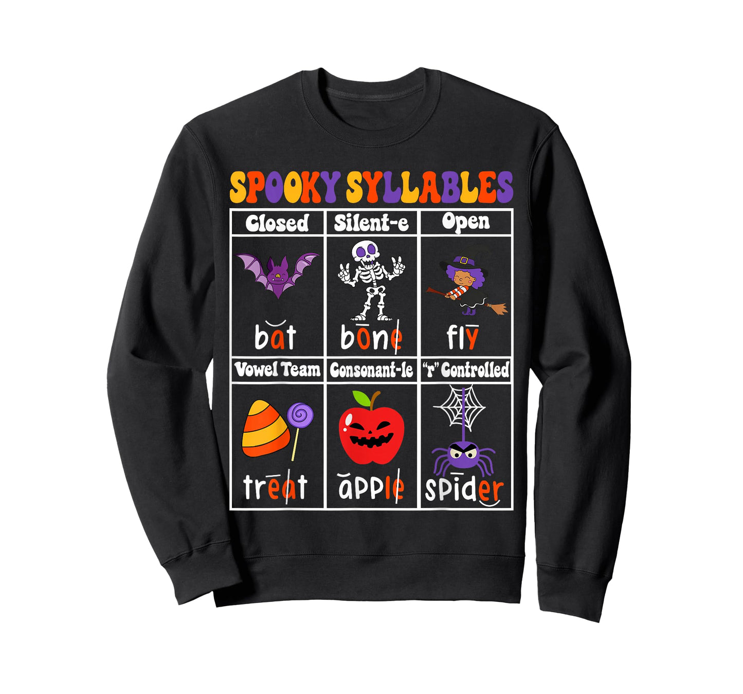 Spooky Syllables Teacher Funny Halloween Educational Kids T-Shirt
