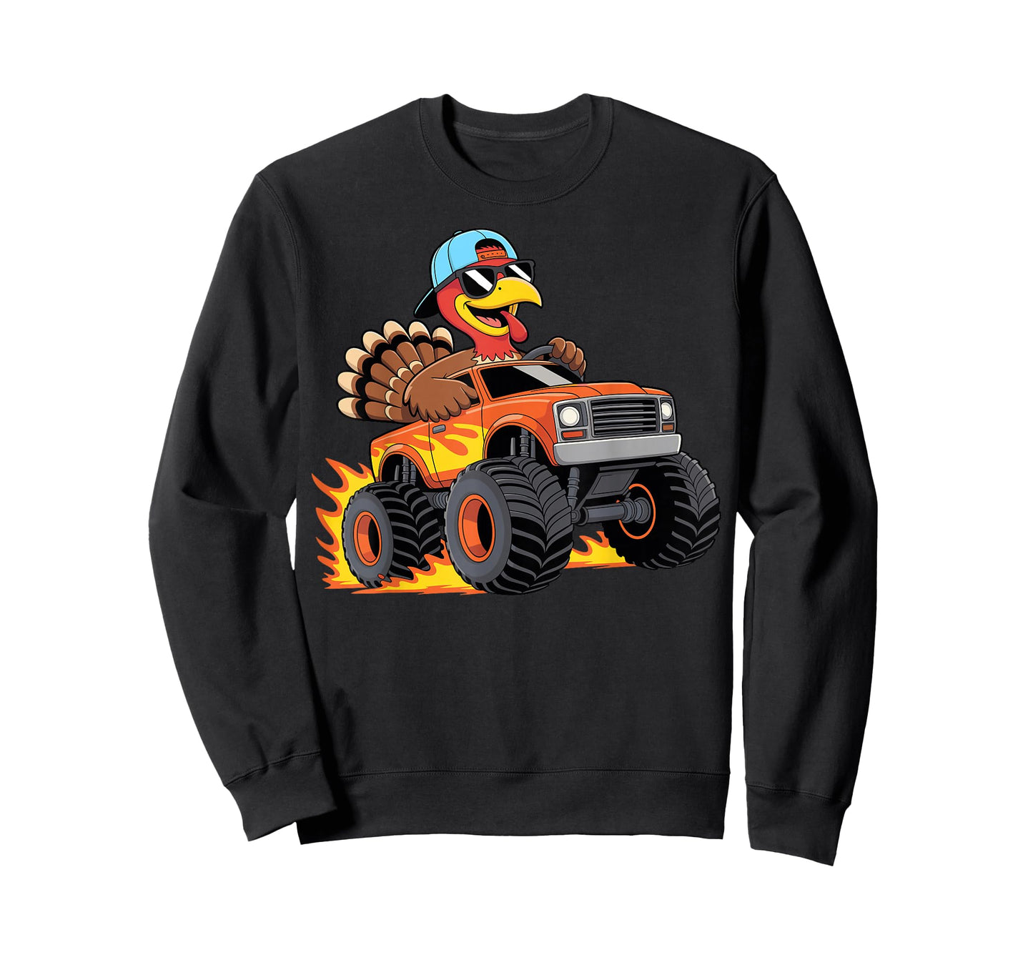 Thanksgiving Turkey Riding Monster Truck Boys Kids Youth T-Shirt