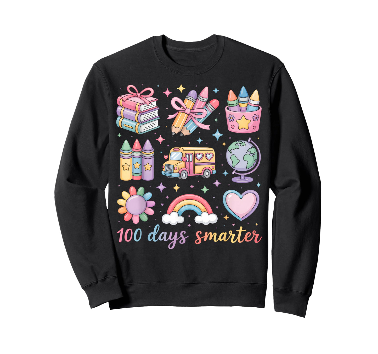 100 Days Smarter Cute School Rainbow Coquette Bow Girl Women T-Shirt