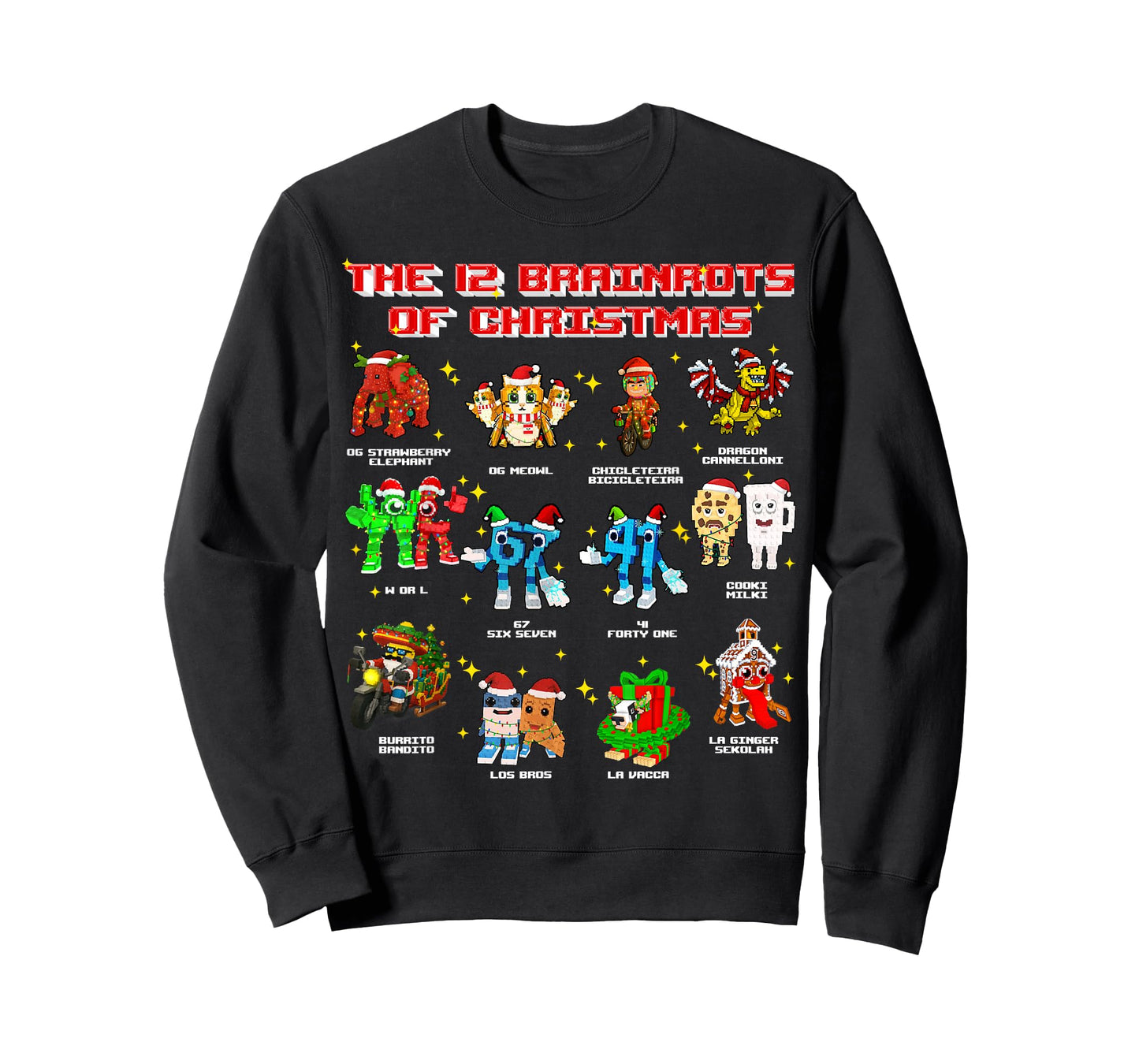 The 12 Brainrots of Christmas Funny Brainrot for Kids Teens T-Shirt