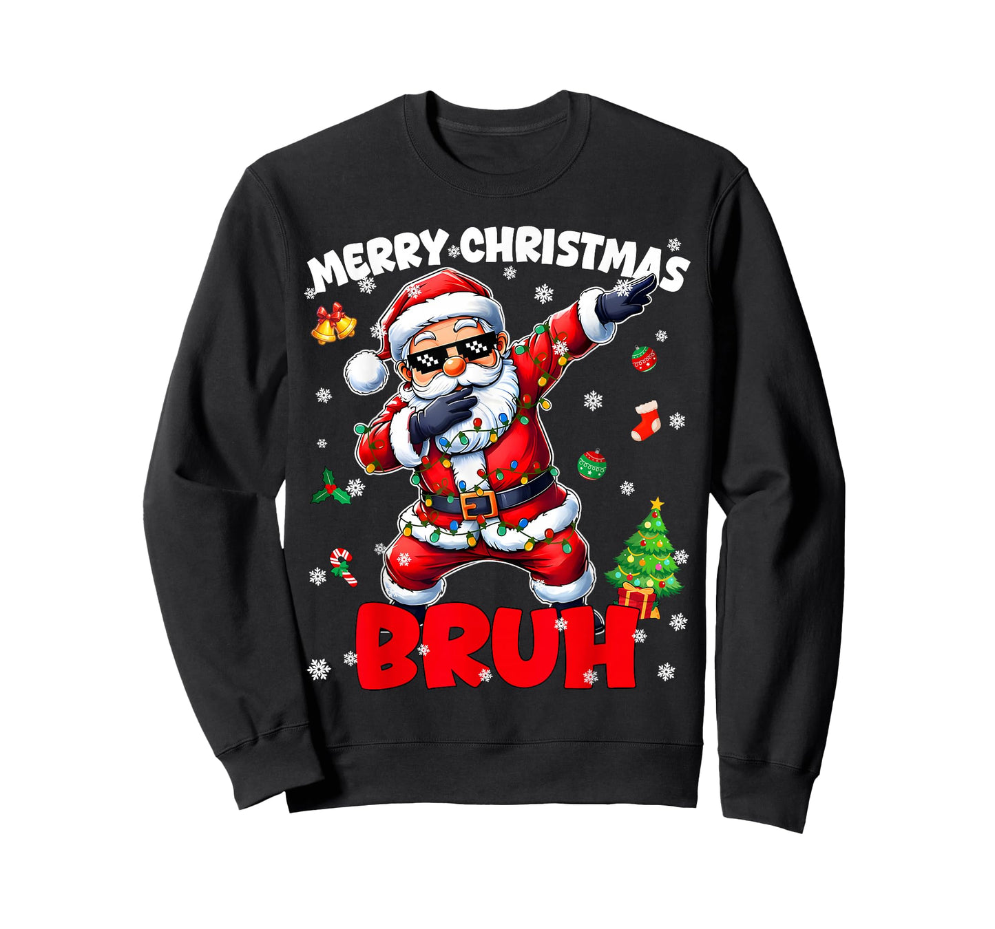 Merry Christmas Bruh Funny Santa Christmas PJs Men Boys Kids T-Shirt