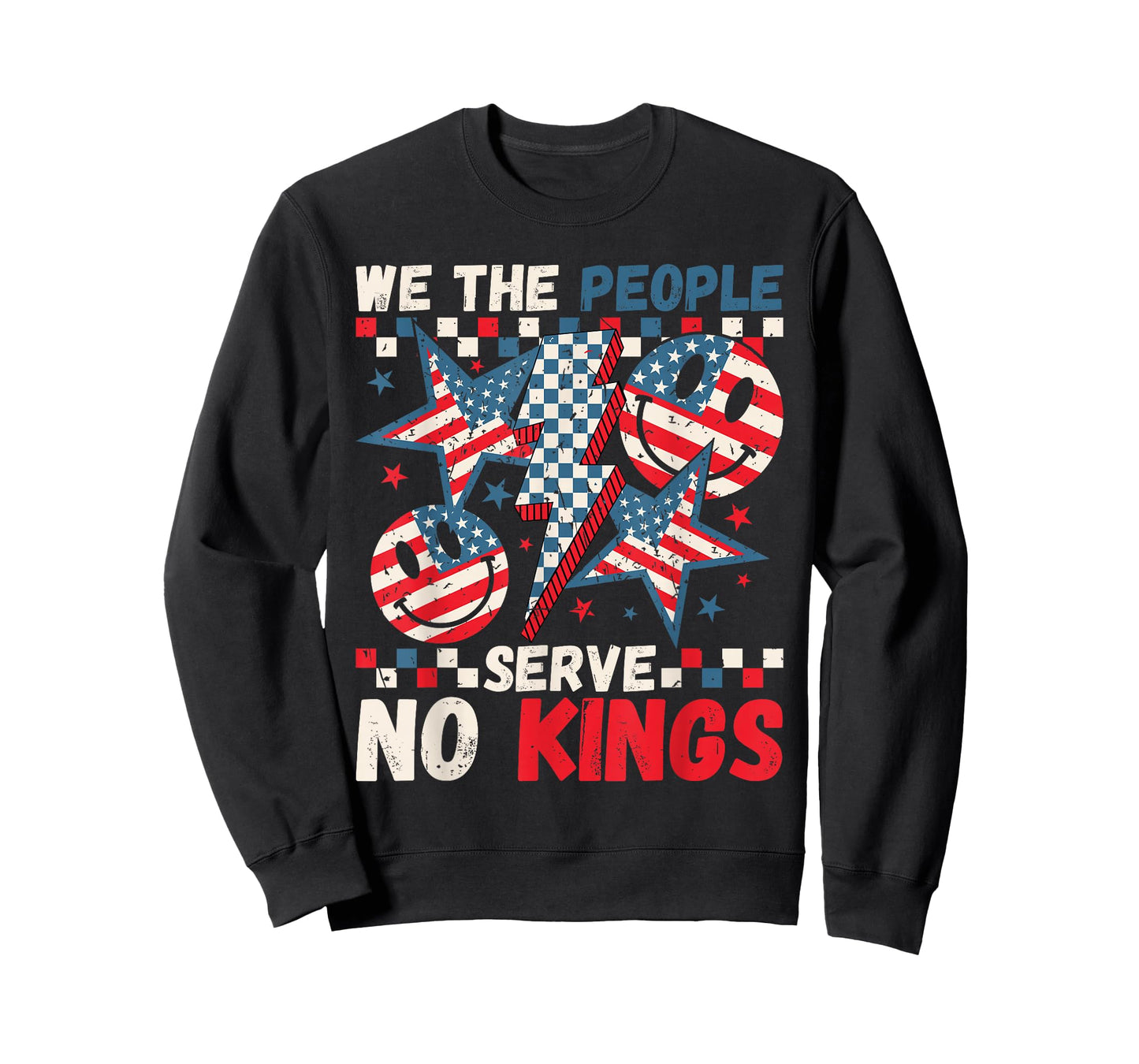 We The People Serve No Kings Checkered Bolt American T-Shirt