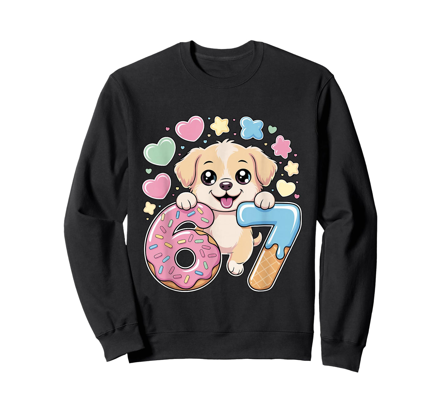67 Dog Ice Cream Drip Cool Meme 67 Funny Six Seven Humor T-Shirt