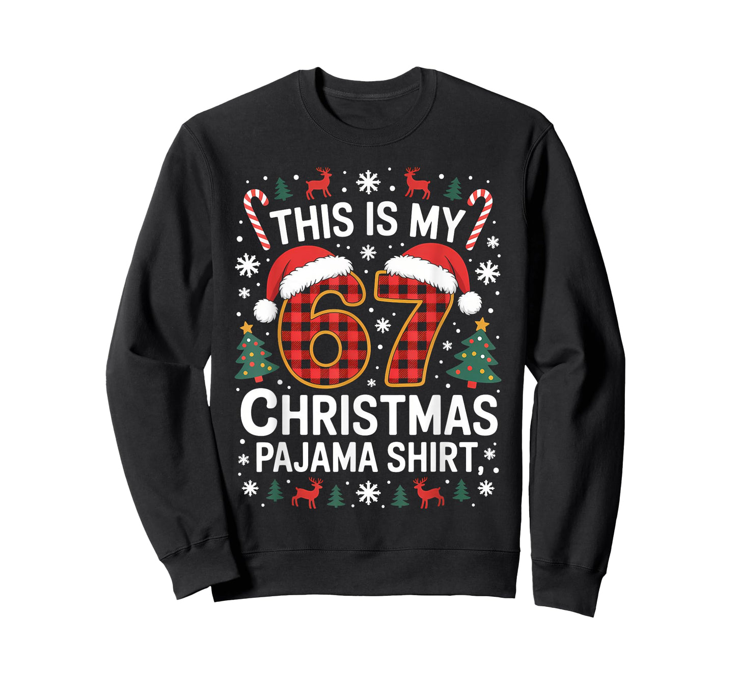 67 Christmas Pajama Shirt Funny Six Seven Meme Brainrot T-Shirt