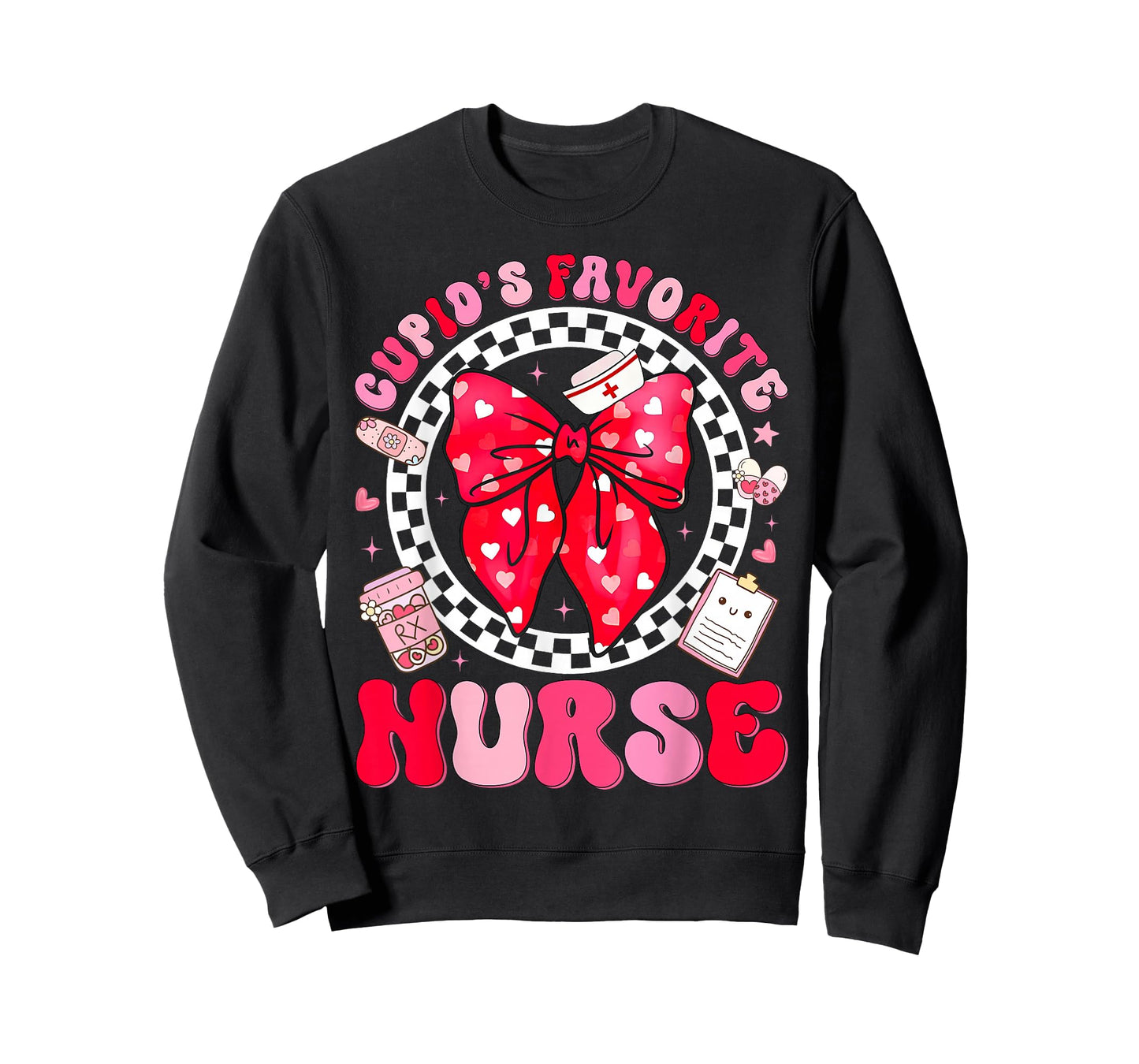 Cupid's Favorite Nurse Valentine Coquette Bow Girl Women T-Shirt