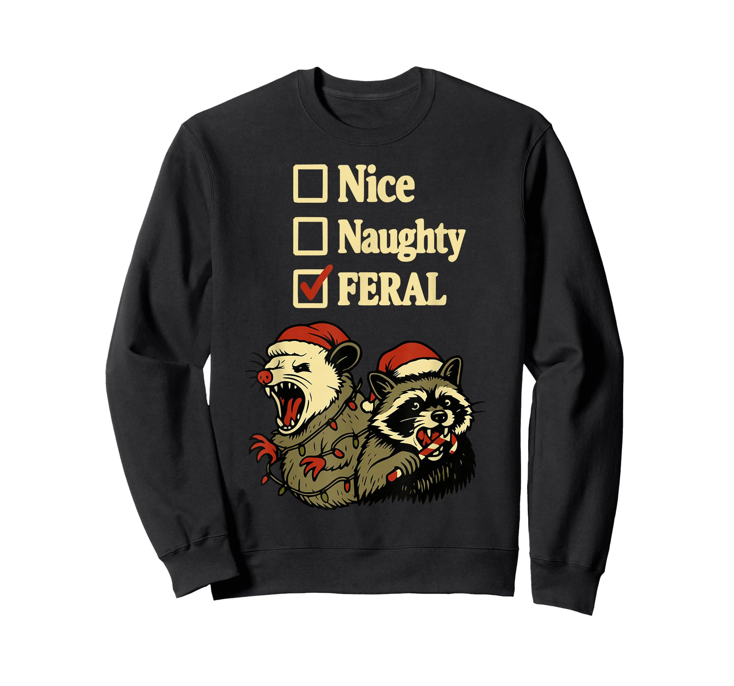 Funny Feral Christmas Raccoon and Possum Festive Xmas Animal T-Shirt