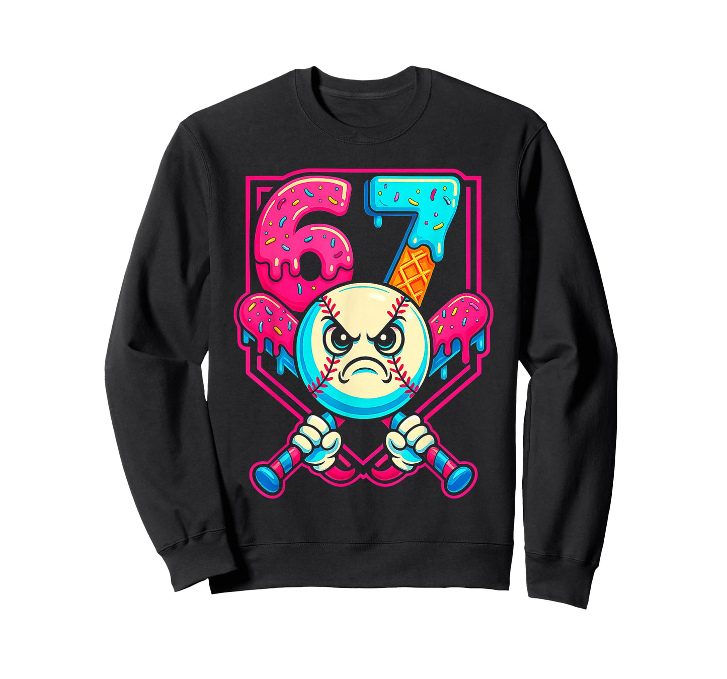 Baseball Ice Cream Drip Number 67 Six Seven Meme 67 T-Shirt